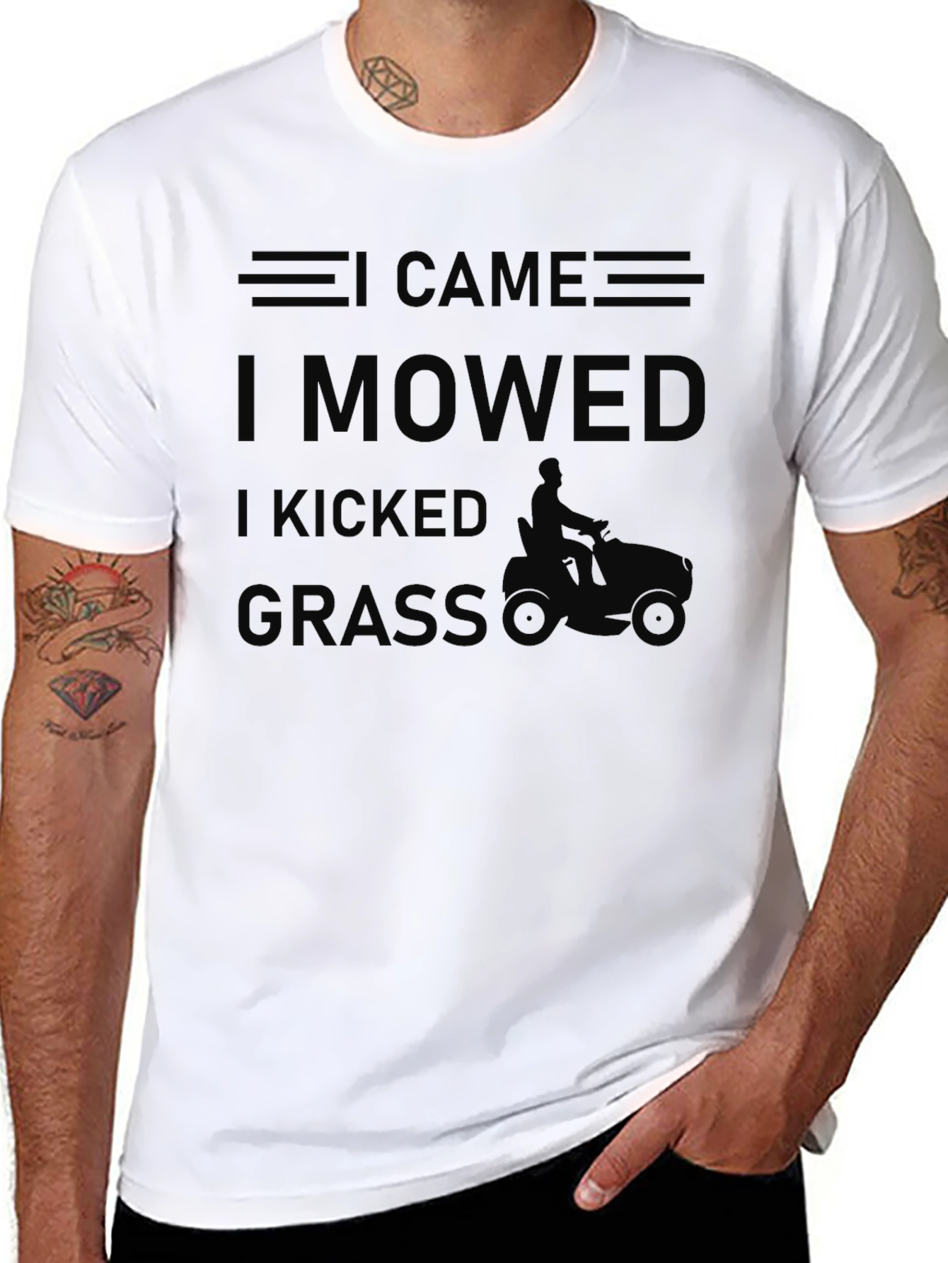 Black I Came I Mowed I Kicked Grass T-Shirt view 8