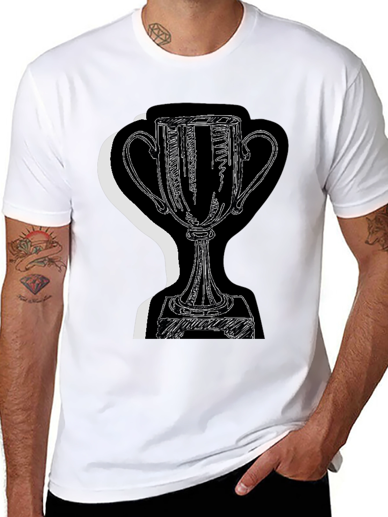 Black Trophy Graphic Tee - Black Cotton Blend view 8