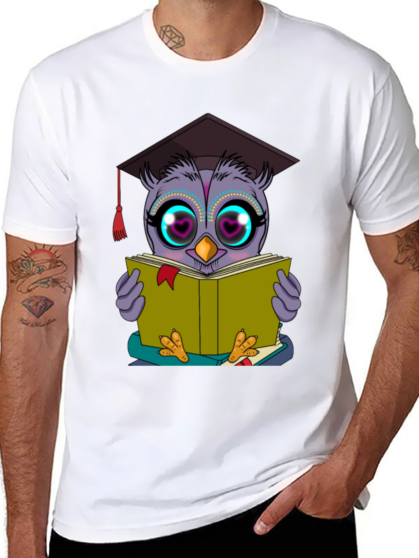 Black Owl Graduate T-Shirt Funny Bookworm Shirt view 8