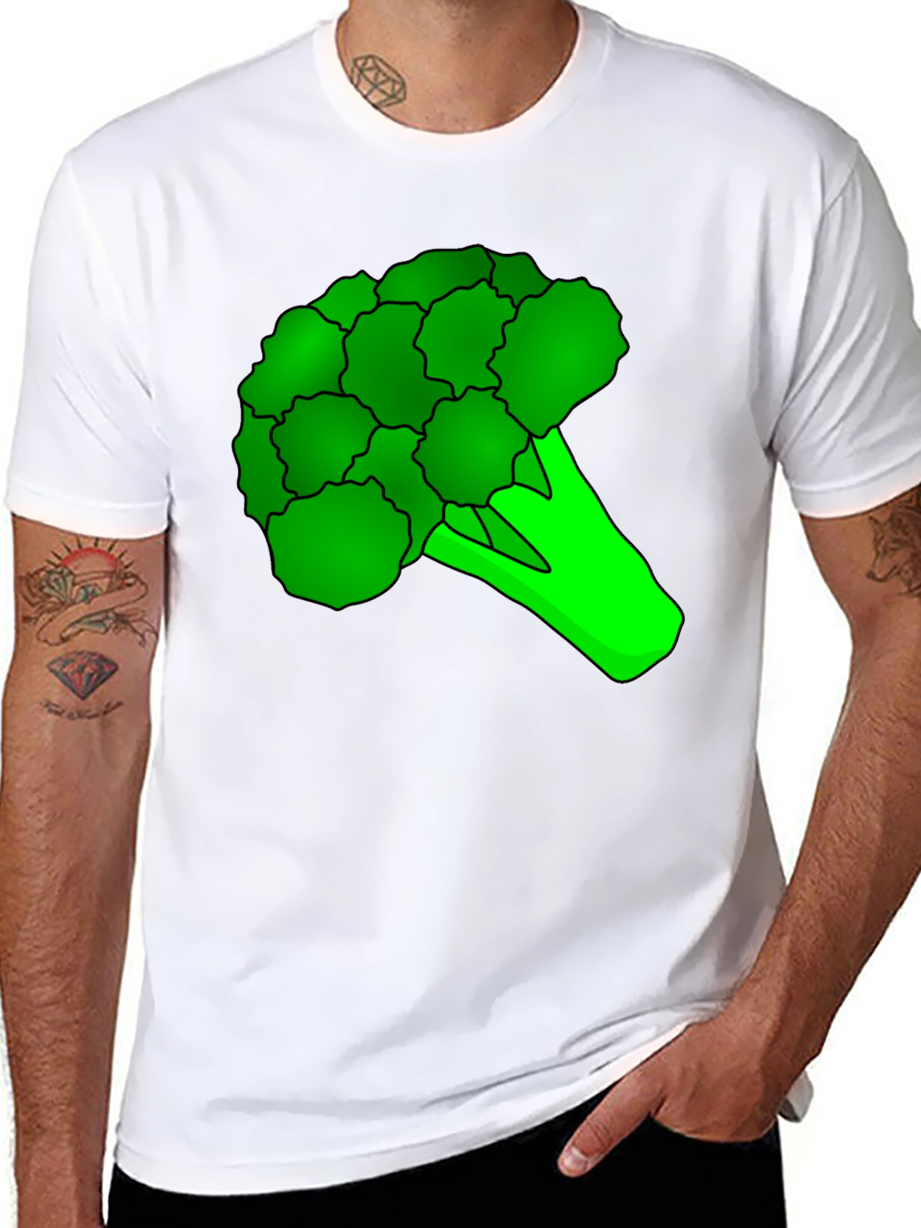 Black Broccoli Graphic Tee - Black Cotton T-Shirt view 8