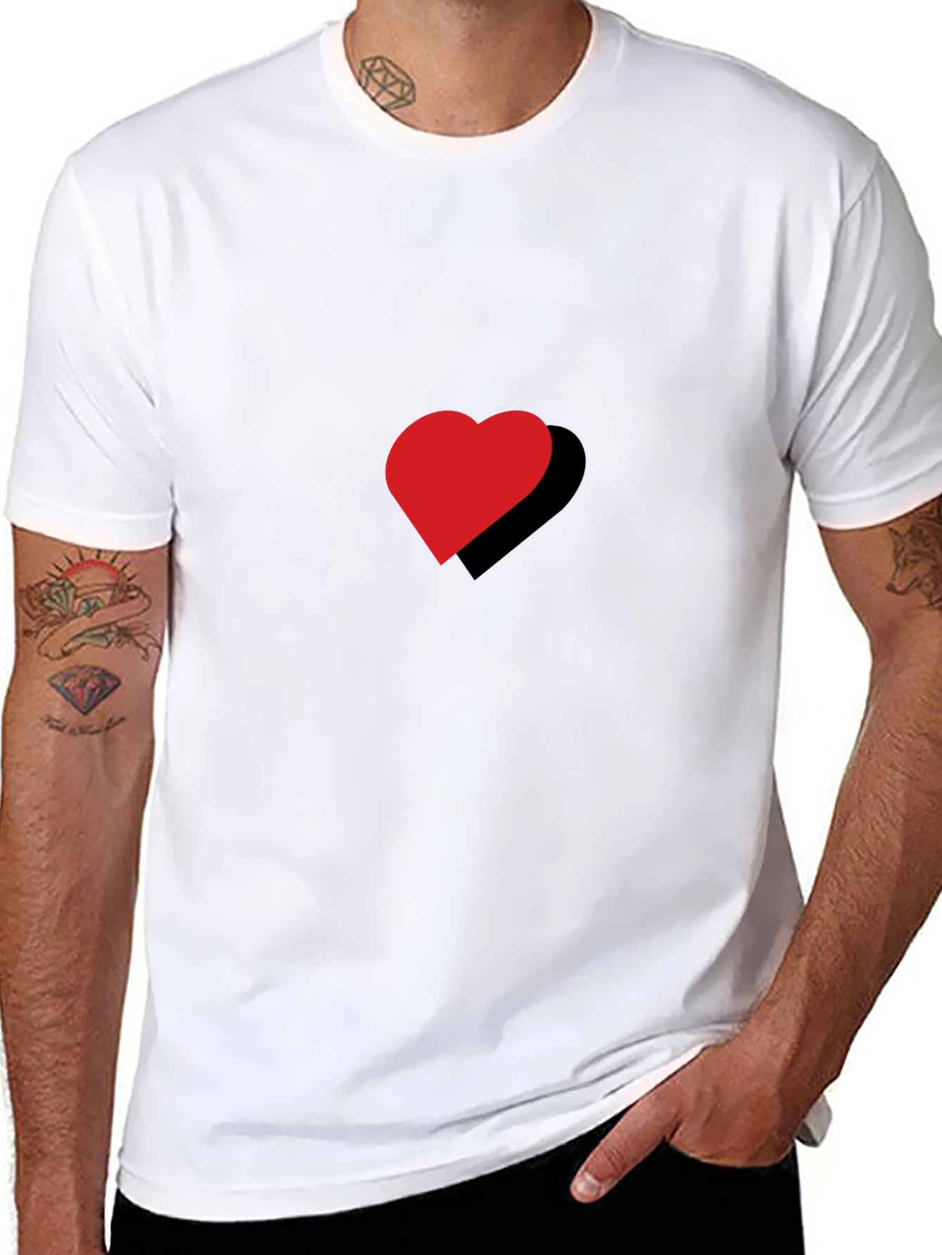 Black Red Heart Black T-Shirt view 8