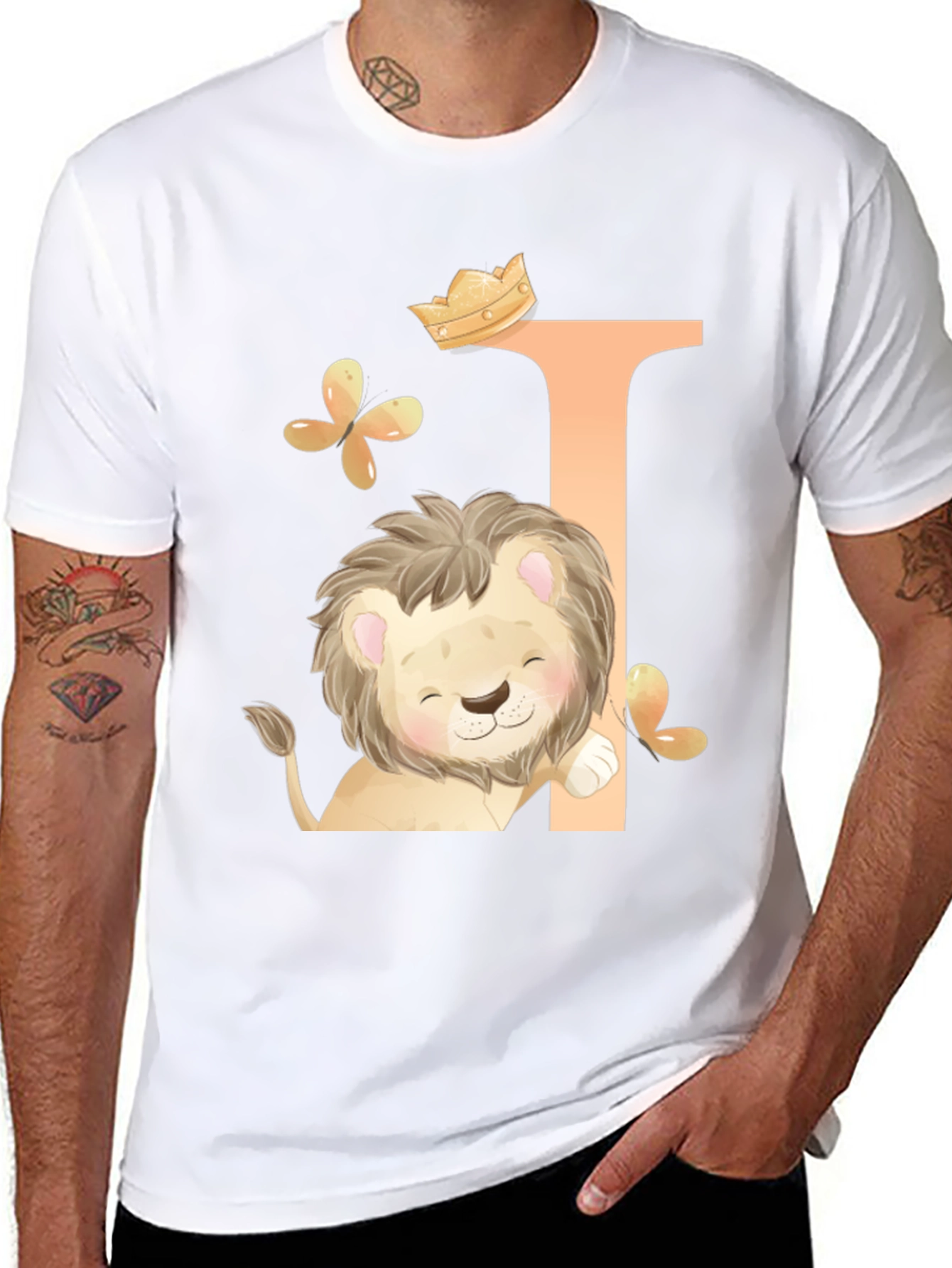 Black Cute Lion King Black T-Shirt view 8