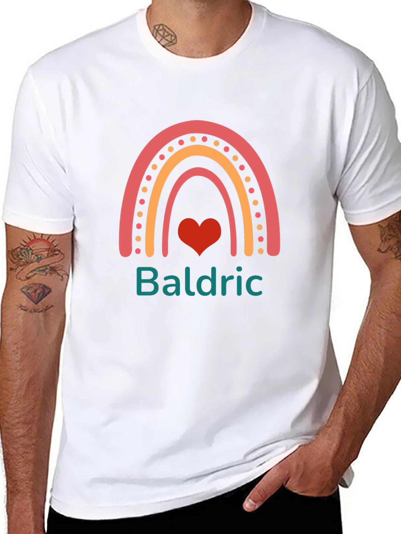 Black Baldric Rainbow Heart Personalized T-Shirt view 8