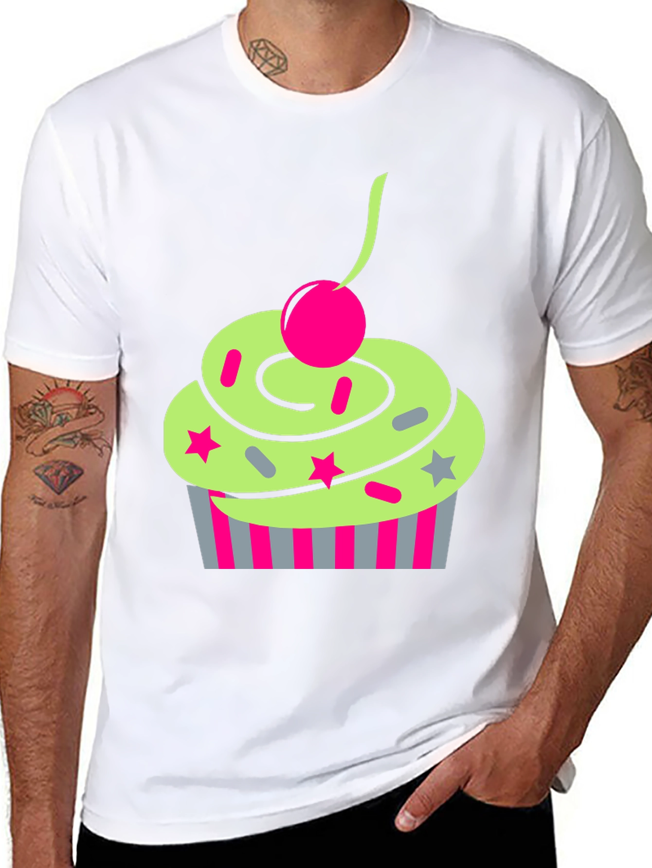 Black Funky Cupcake Graphic Tee - Quirky Style view 8