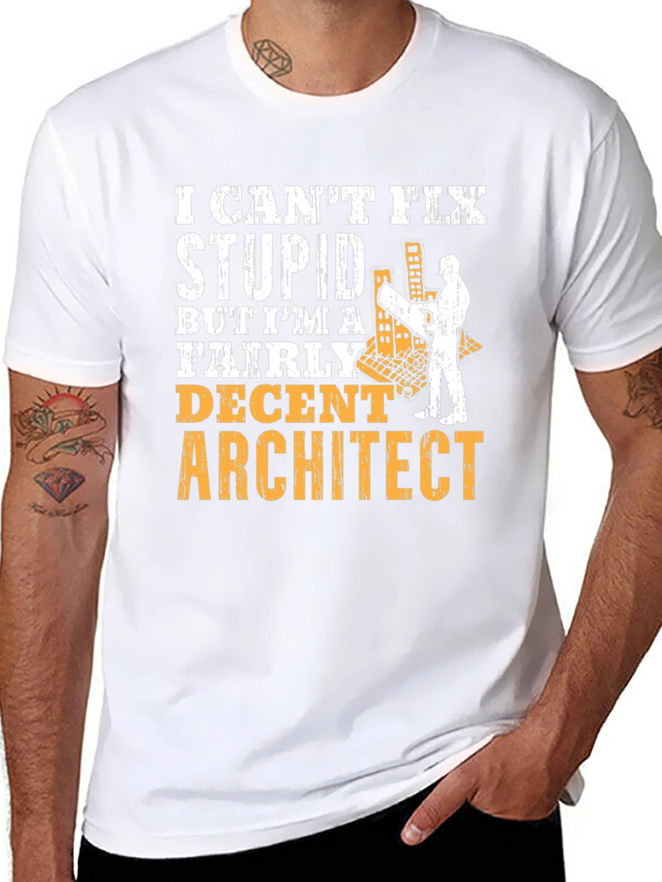 Black Architect Humor Graphic Tee - Can't Fix Stupid view 8