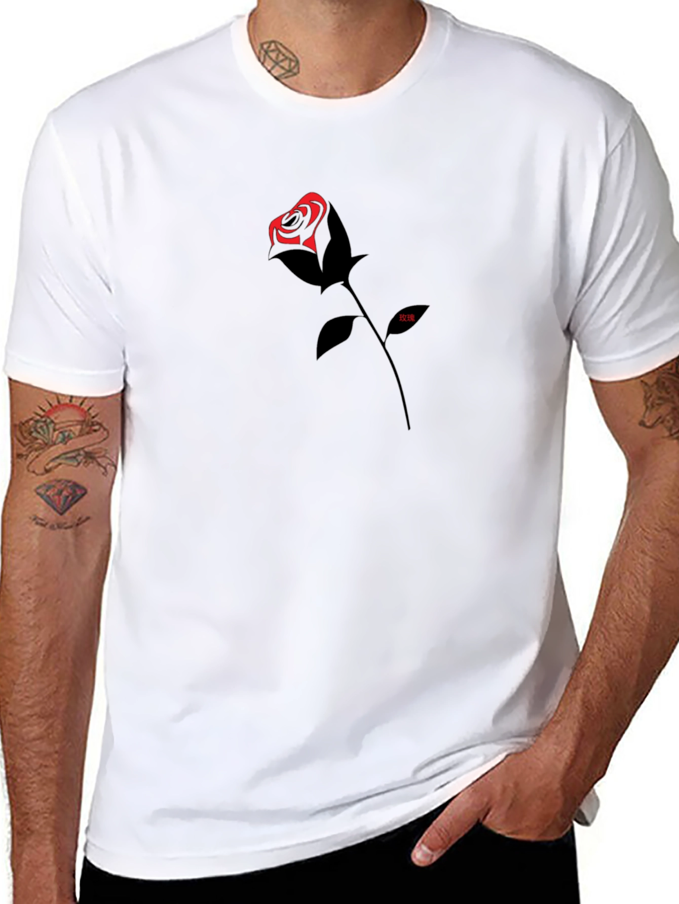 Rose Graphic Black T-Shirt - Modern Casual Tee - 8