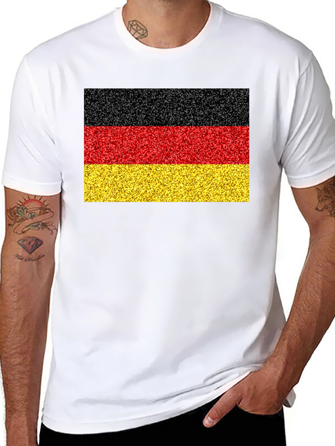 Black German Flag T-Shirt - Black Cotton Tee view 8