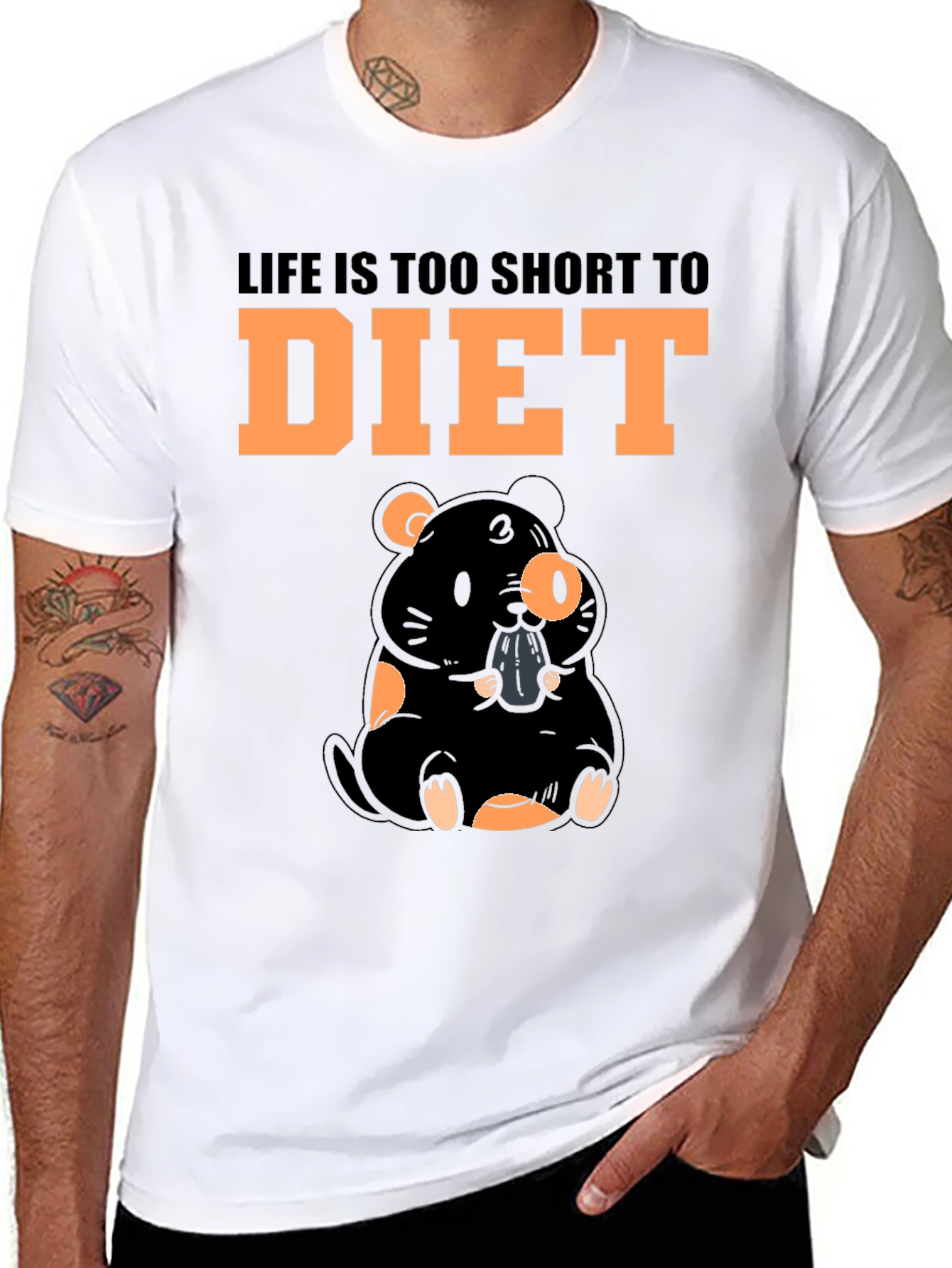 Black Life is Too Short to Diet T-Shirt Funny Foodie Tee view 8
