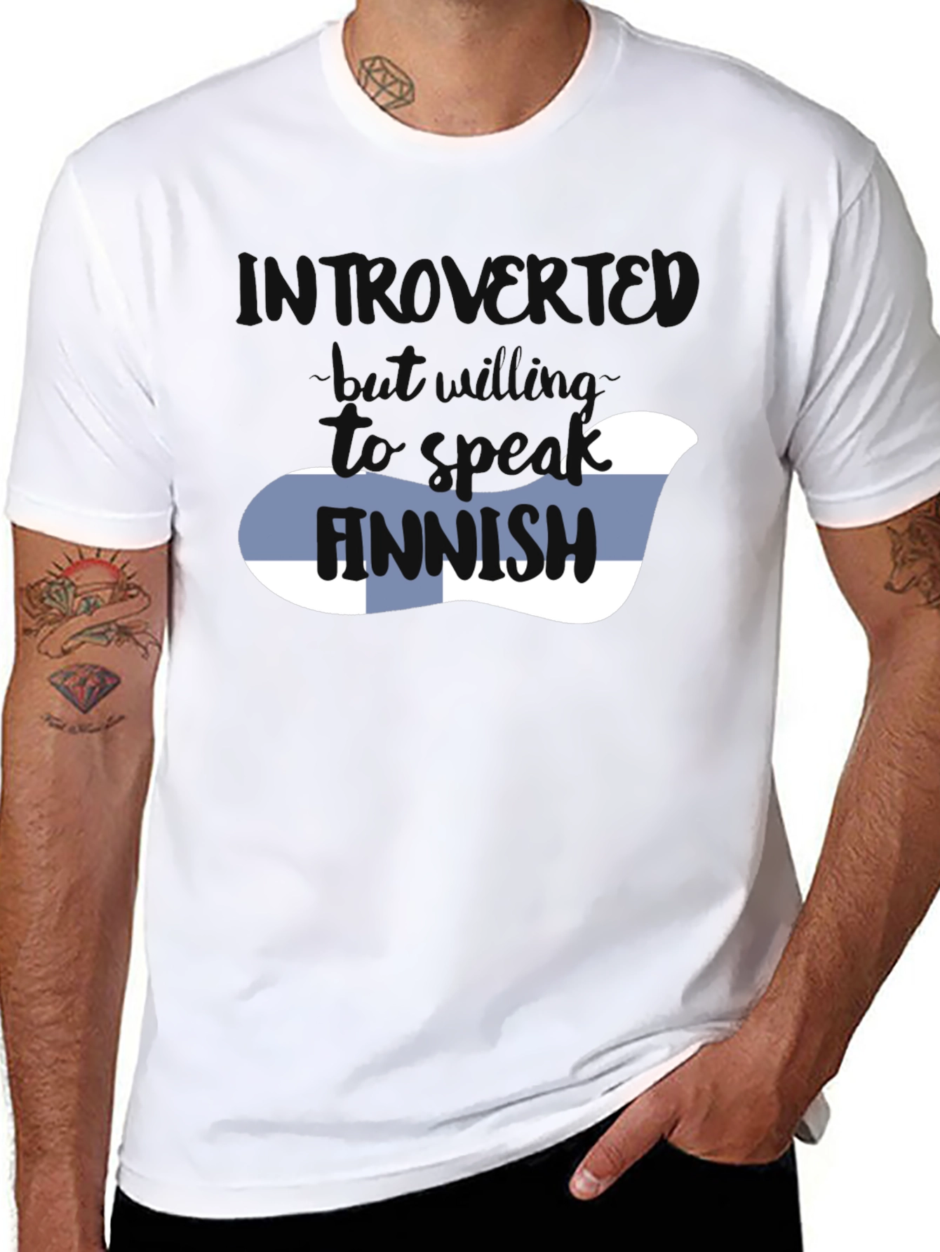 Black Introvert Finnish T-Shirt - Funny Graphic Tee view 8