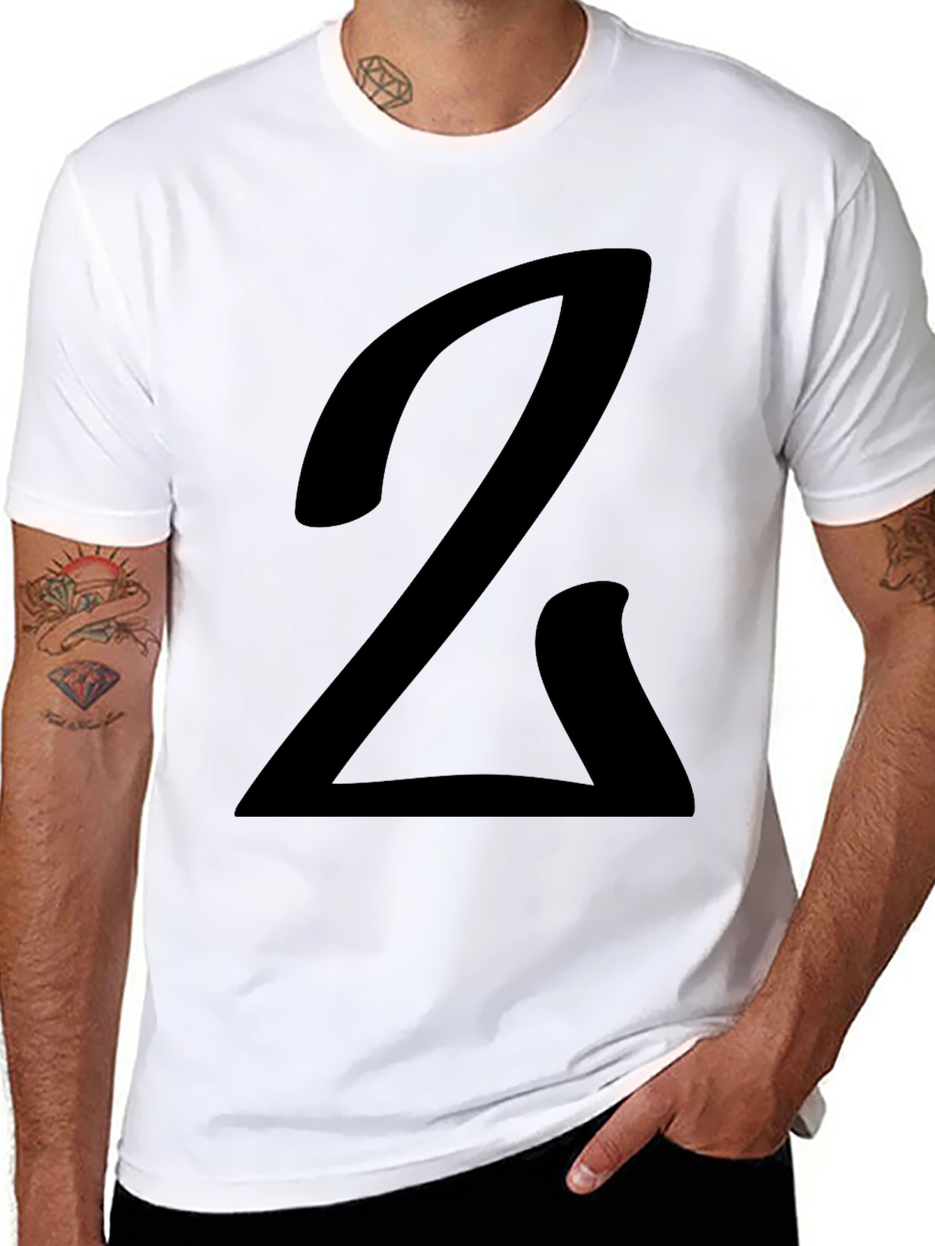 Black Bold Number 2 Graphic Black Tee - Stylish Casual Wear view 8