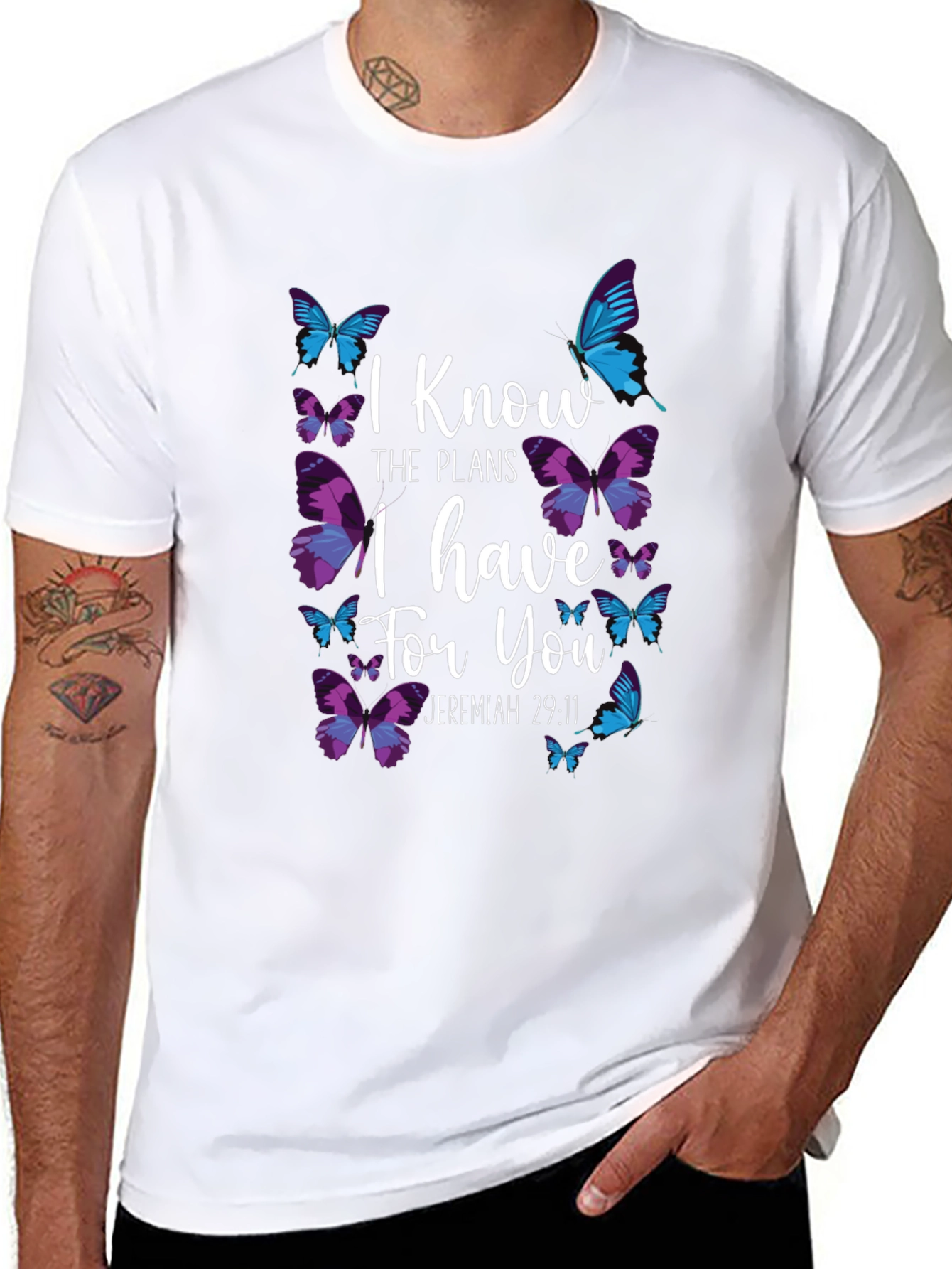 Black Butterfly Jeremiah 29:11 T-Shirt view 8