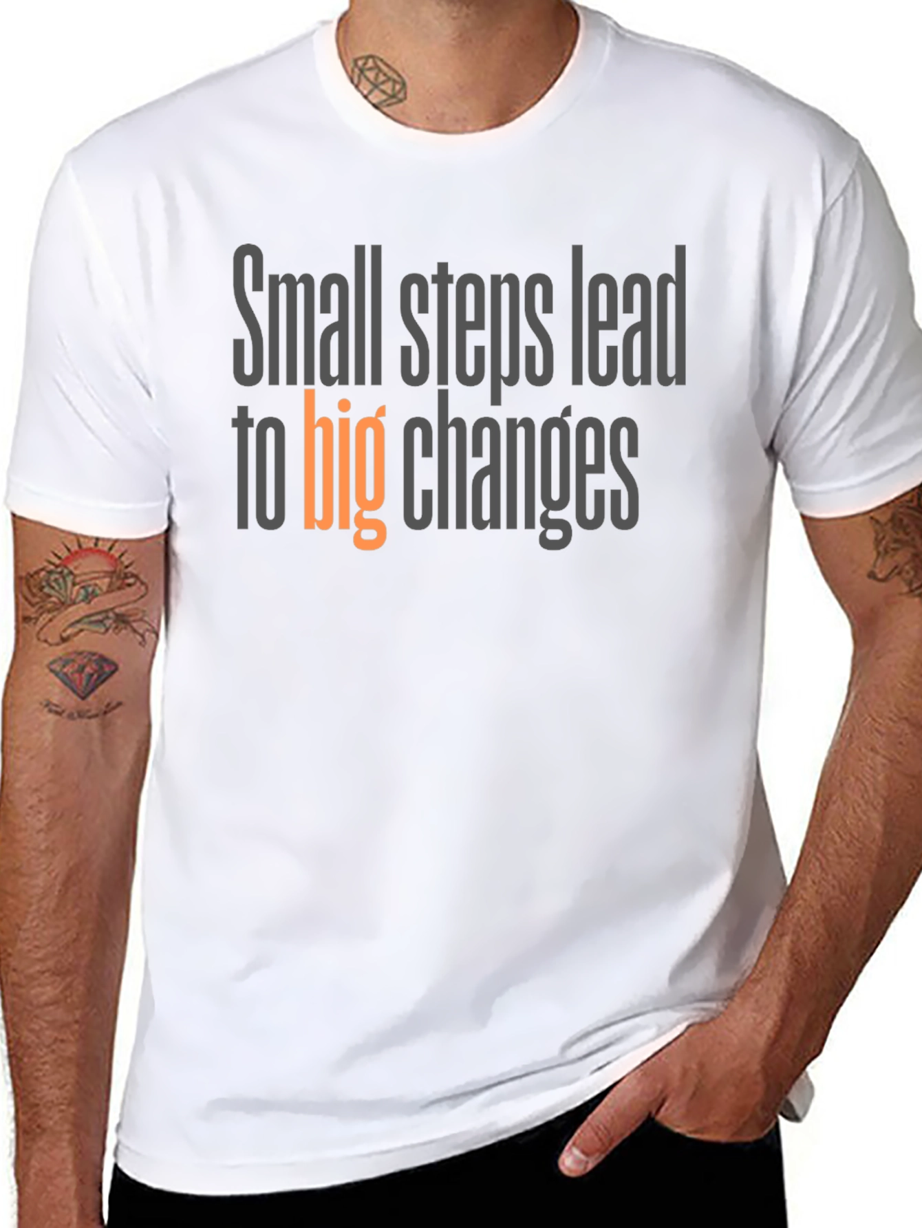 Black Inspirational "Small Steps" Graphic Tee - Black view 8