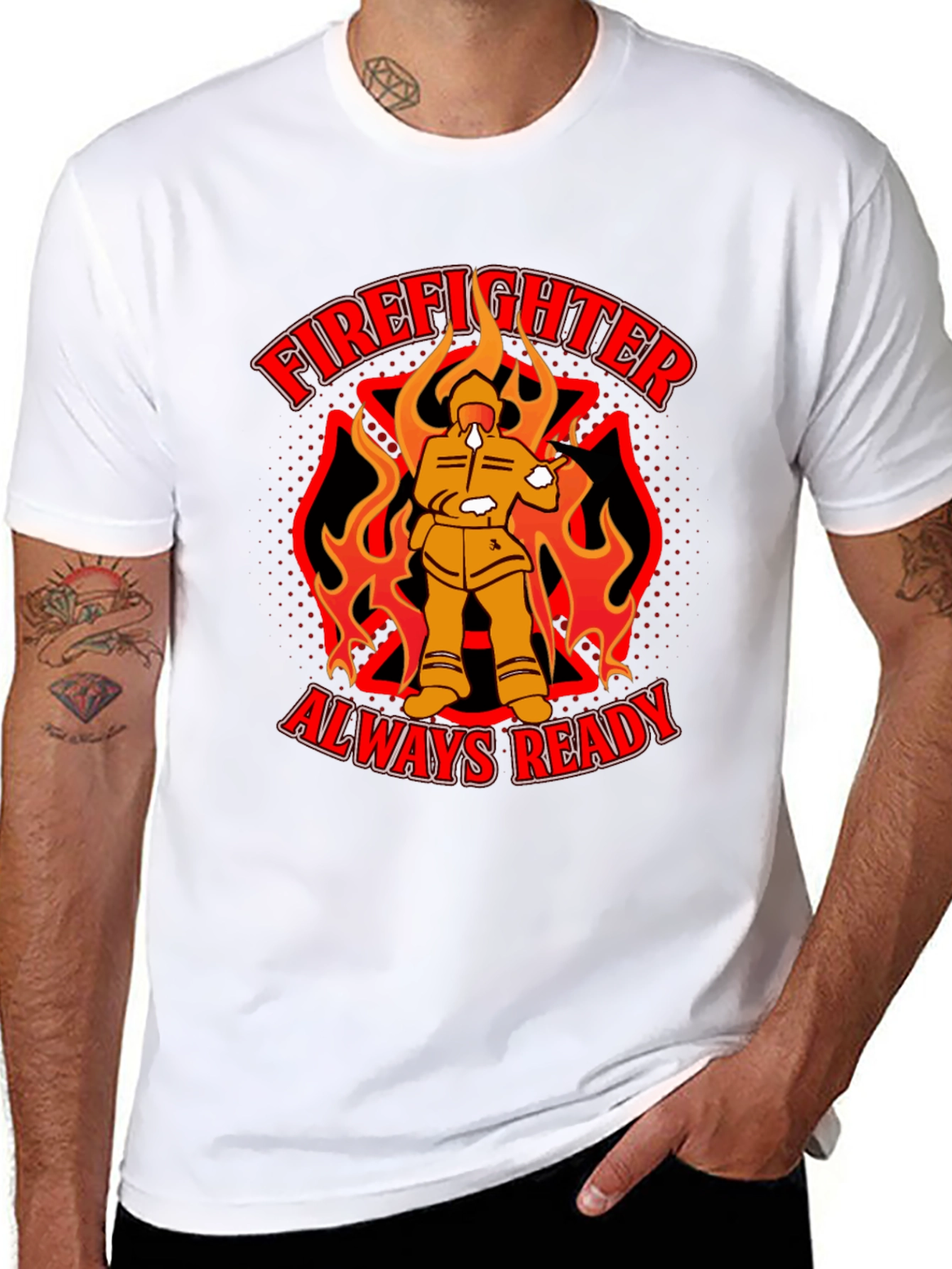 Black Firefighter Always Ready Graphic T-Shirt view 8
