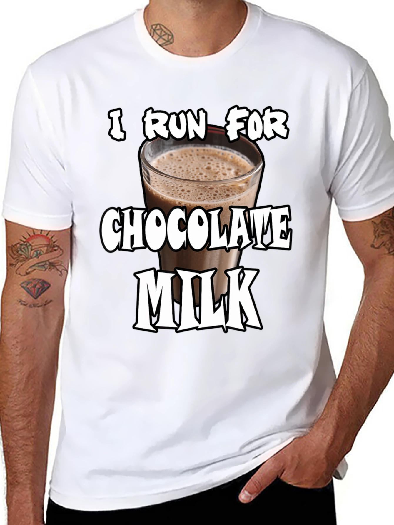 Black I Run For Chocolate Milk T-Shirt - Funny Workout Tee view 8