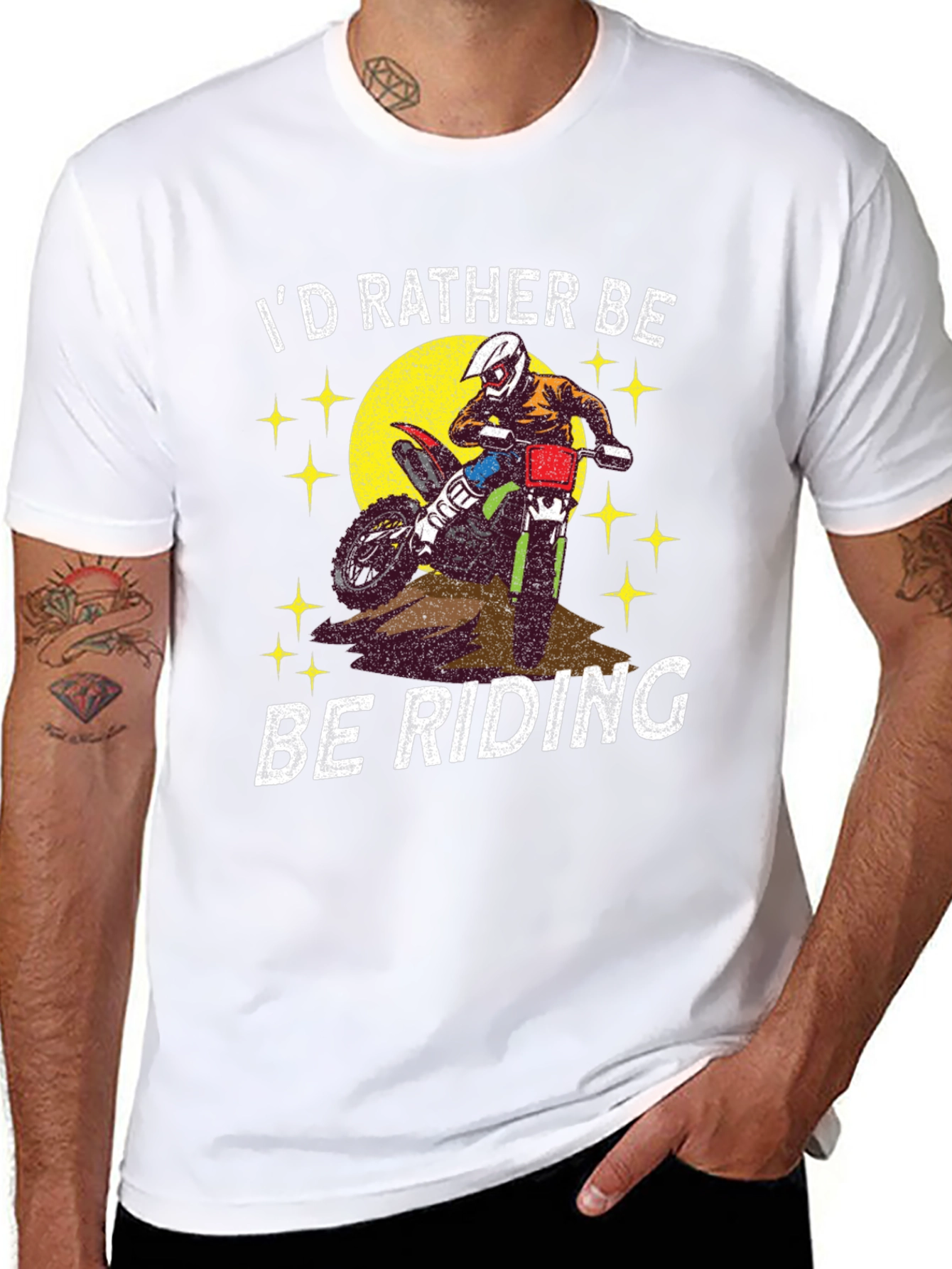 Black I'd Rather Be Riding T-Shirt - Motorcross Rider Tee view 8