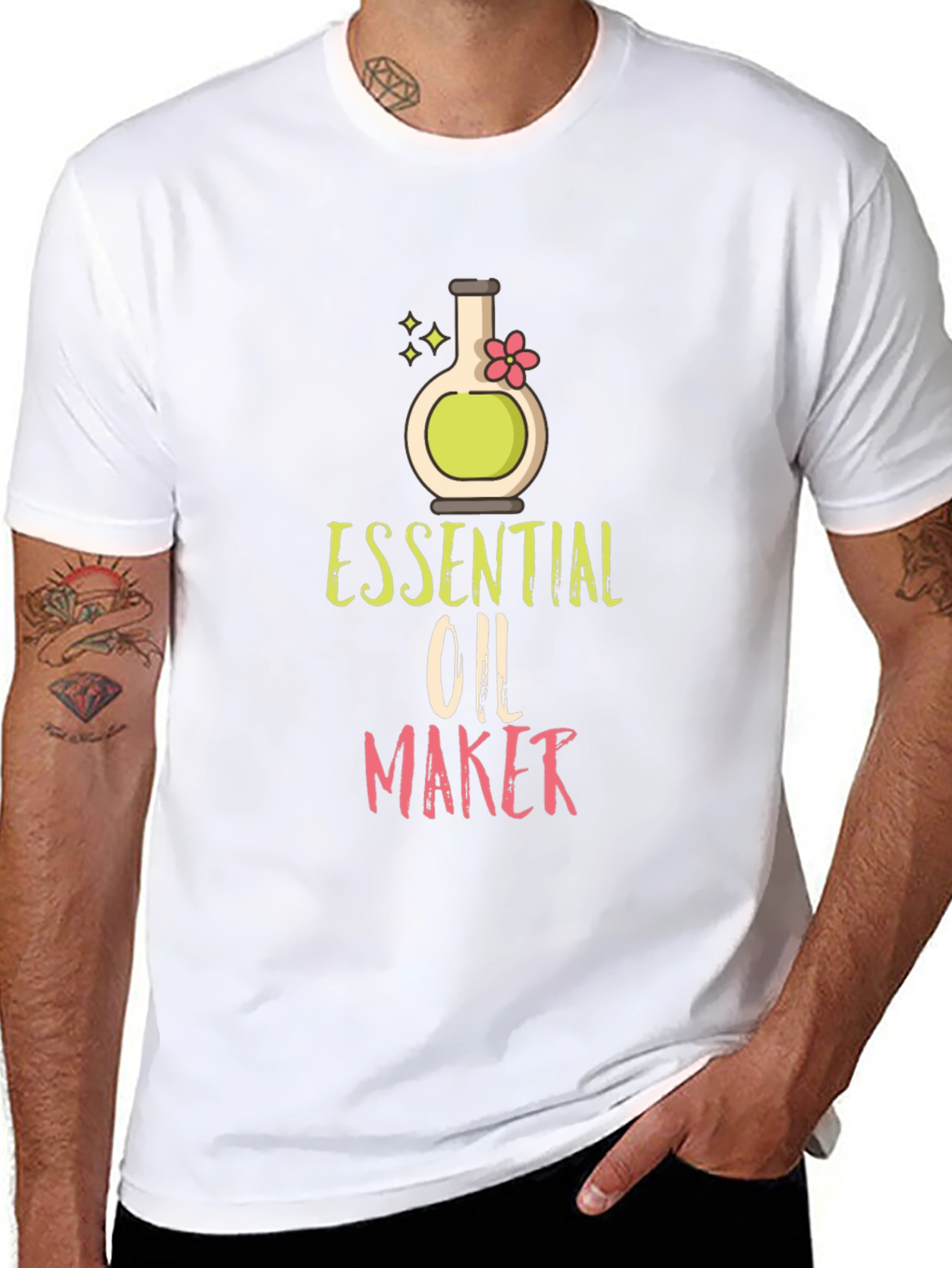 Black Essential Oil Maker T-Shirt - Black Cotton Blend view 8