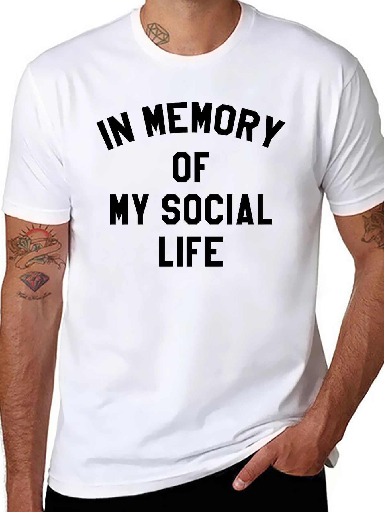 Black "In Memory of My Social Life" Graphic T-Shirt view 8