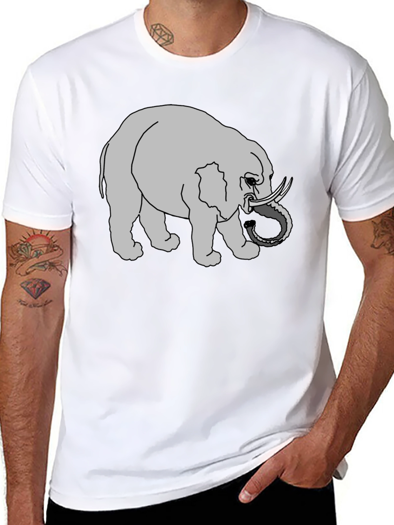 Black Elephant Graphic Print Black T-Shirt view 8