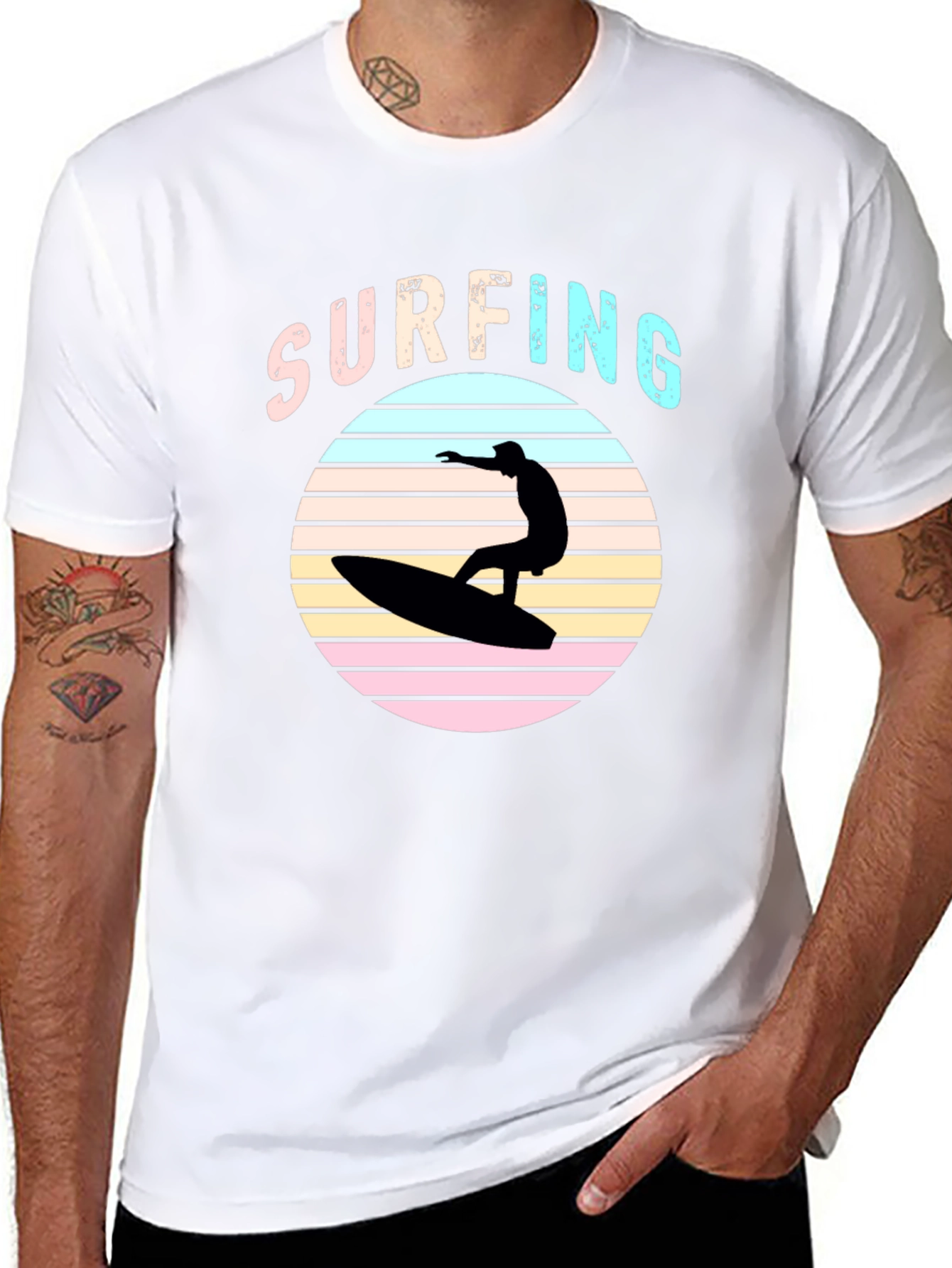 Black Retro Surfing T-Shirt - Black view 8