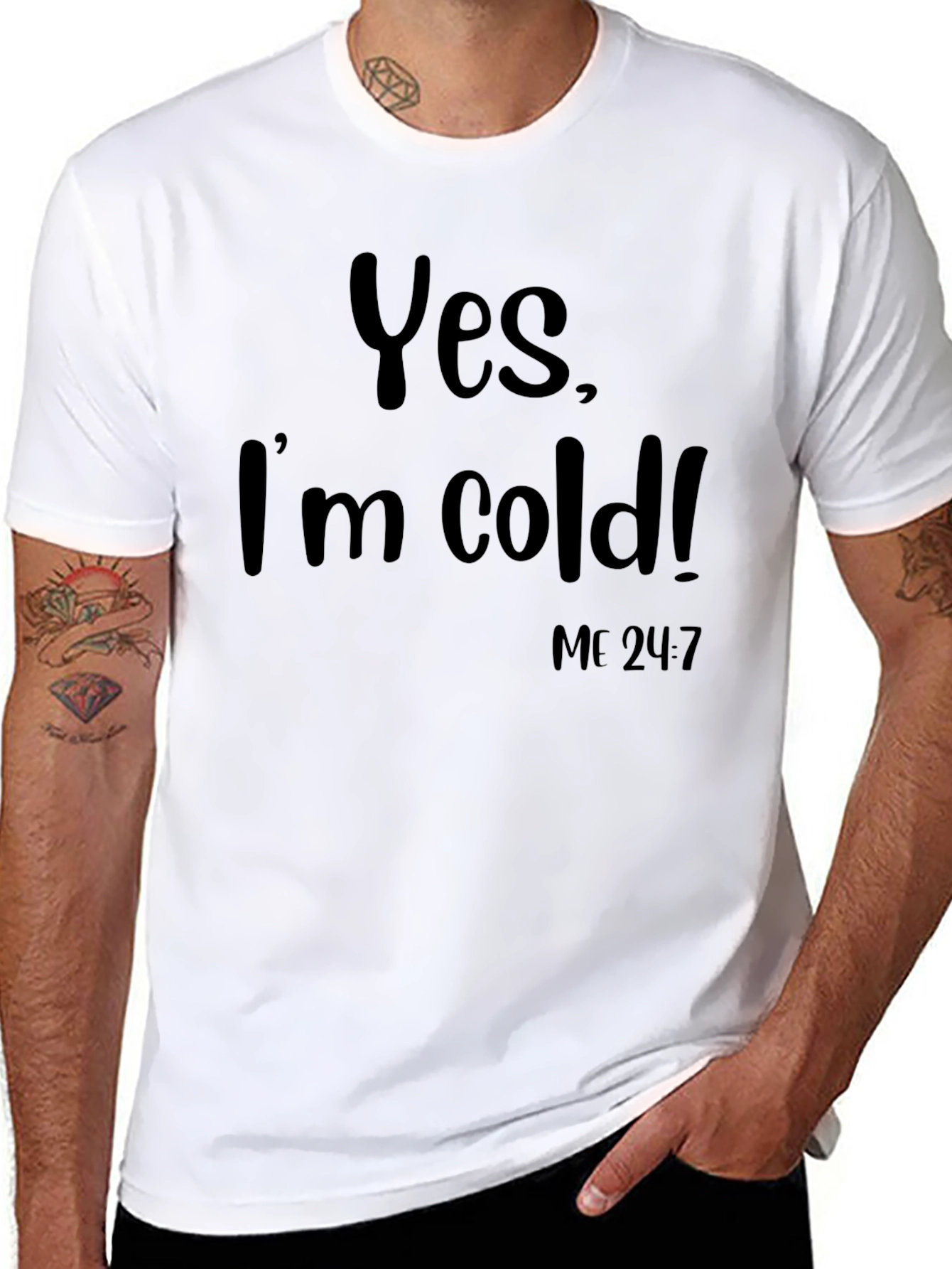 Black Yes, I'm Cold! Graphic Tee - Cozy & Humorous view 8