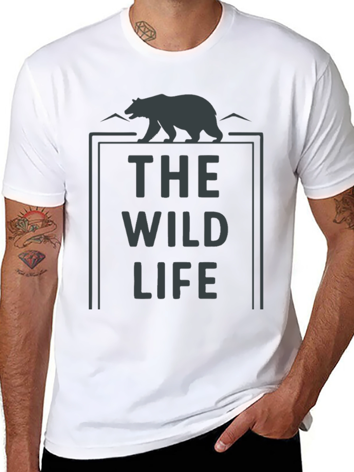 Black The Wild Life Bear Graphic T-Shirt - Black view 8