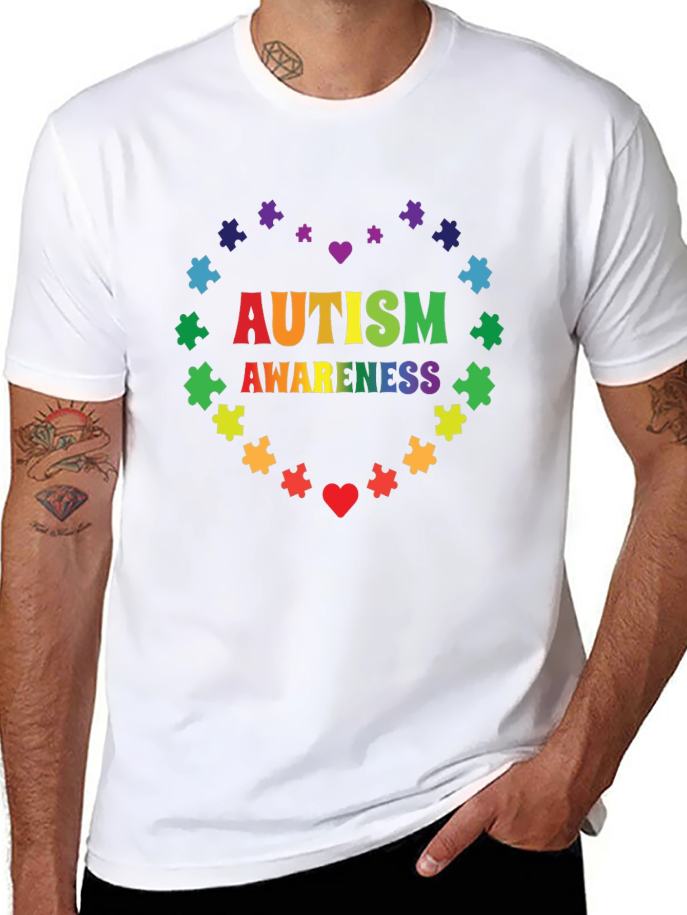 Autism Awareness Heart Puzzle T-Shirt - 8