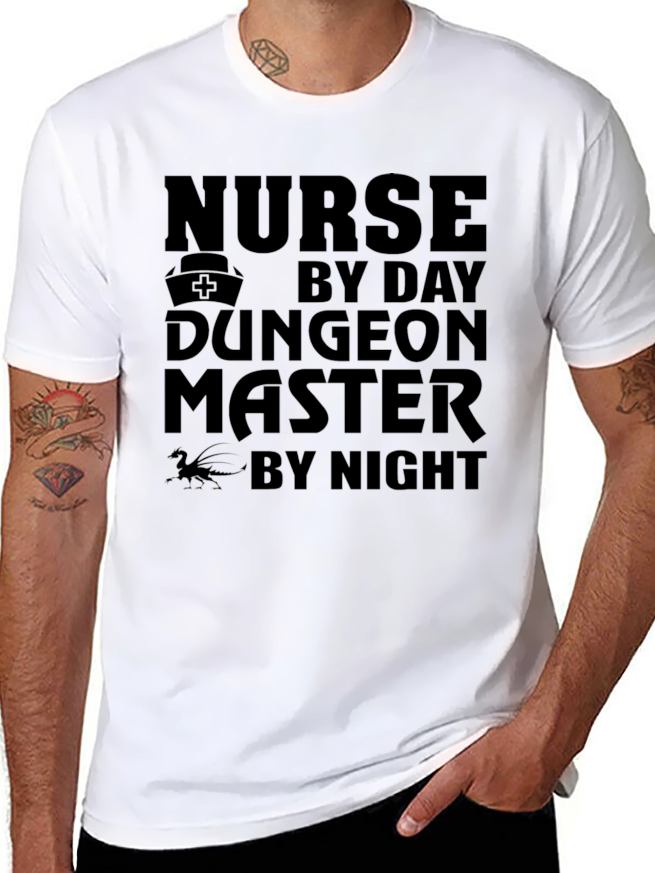Black Nurse Dungeon Master T-Shirt - Black Graphic Tee view 8