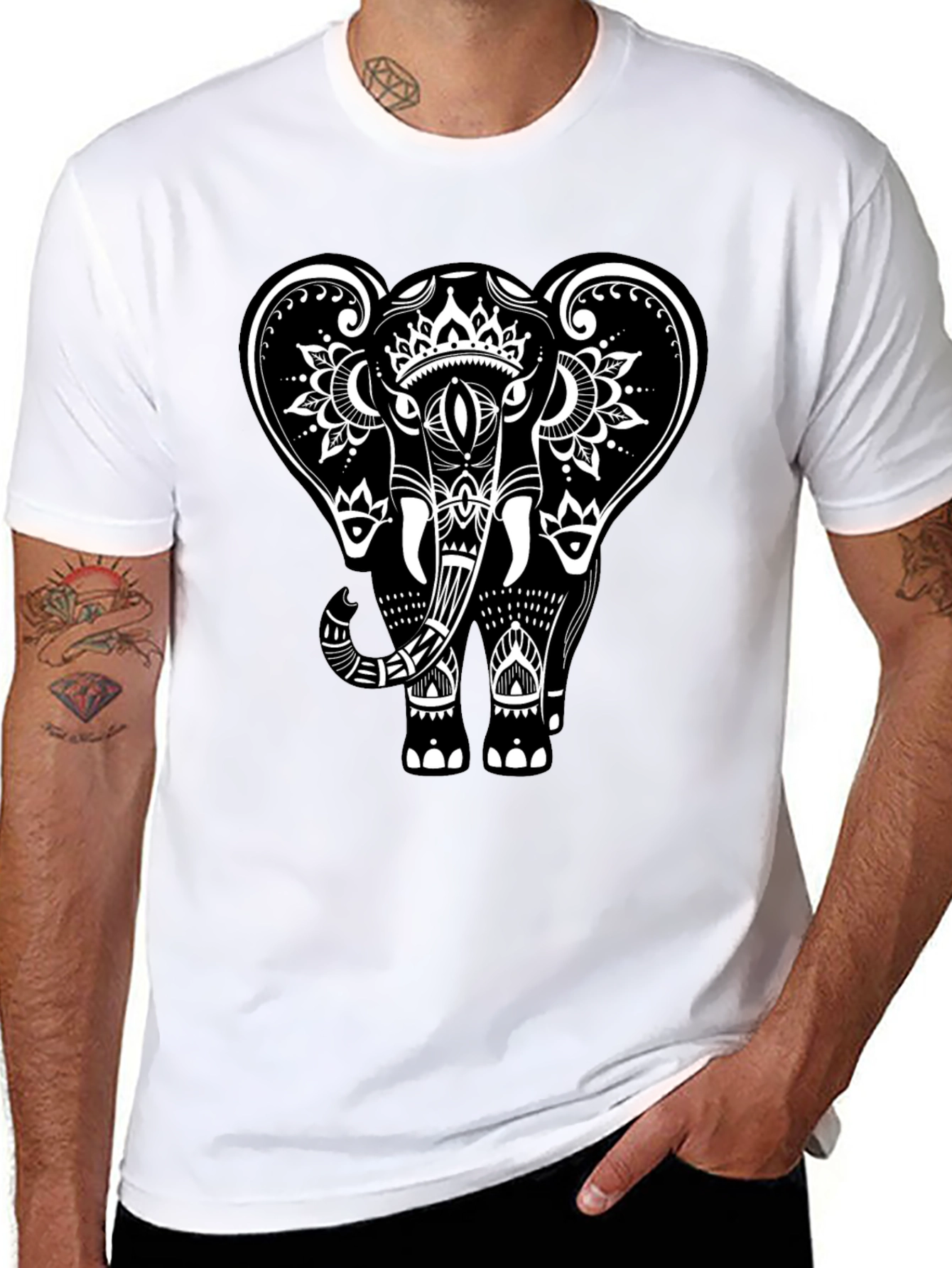 Black Black Elephant Graphic Tee - Stylish Men's Casual Wear view 8