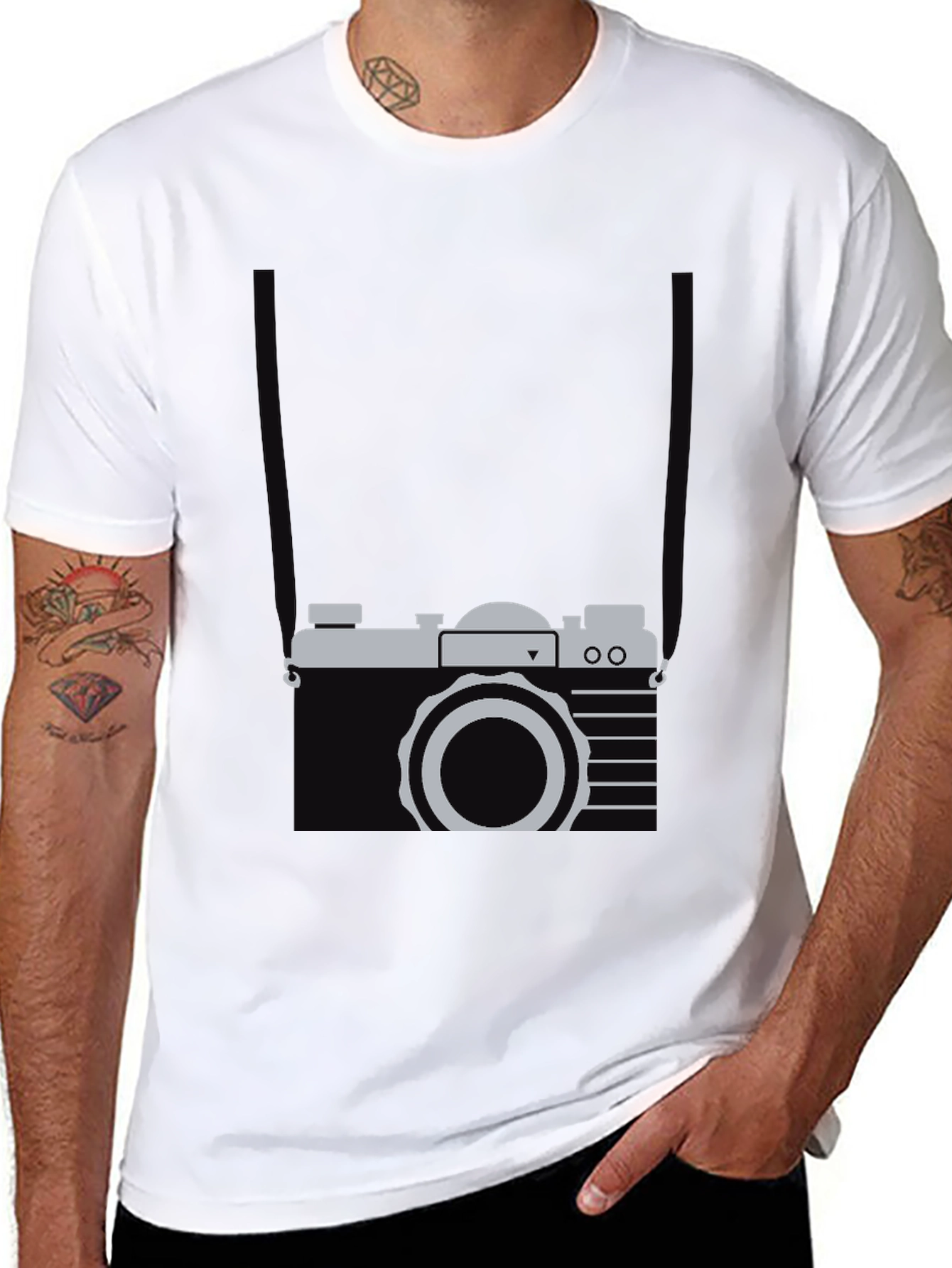 Black Retro Camera Graphic Tee - Cool Casual Style view 8