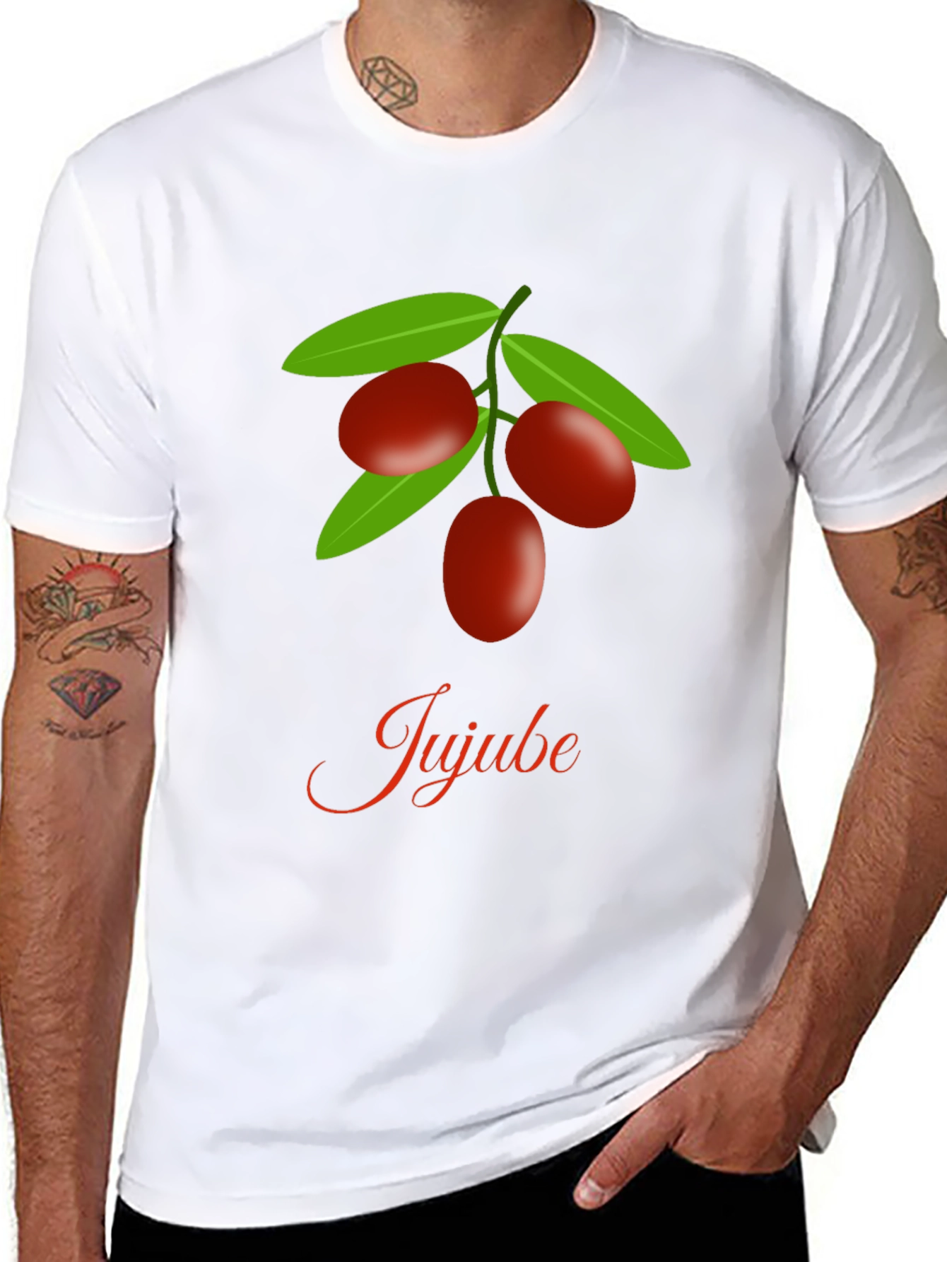 Black Jujube Fruit Graphic Black T-Shirt view 8