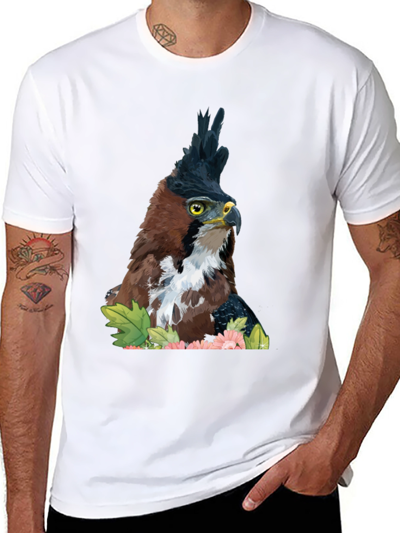 Black Eagle Crest Graphic Tee - Men's Black T-Shirt view 8