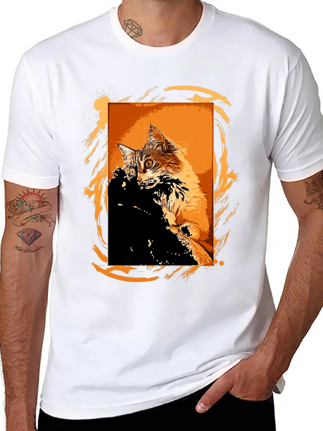 Black Cool Cat Graphic T-Shirt - Black view 8