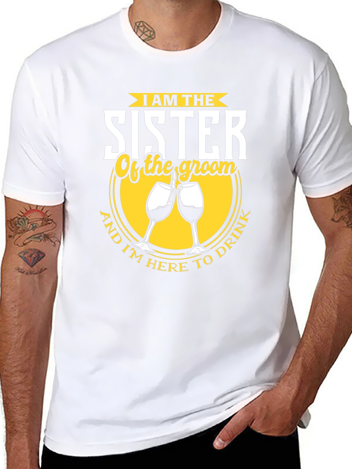 Black Sister of the Groom Funny Wedding Party T-Shirt view 8