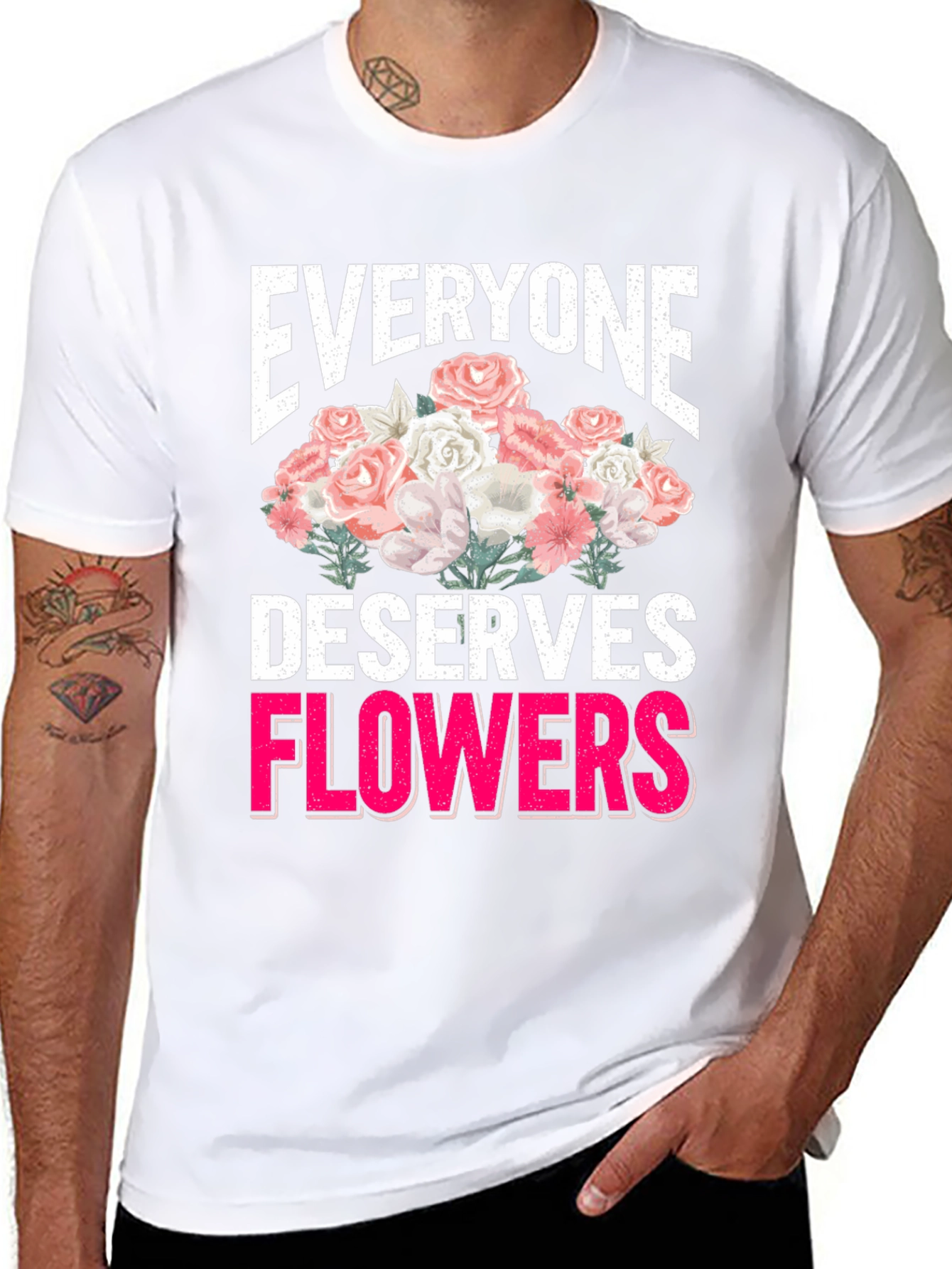 Black Everyone Deserves Flowers Graphic Tee view 8