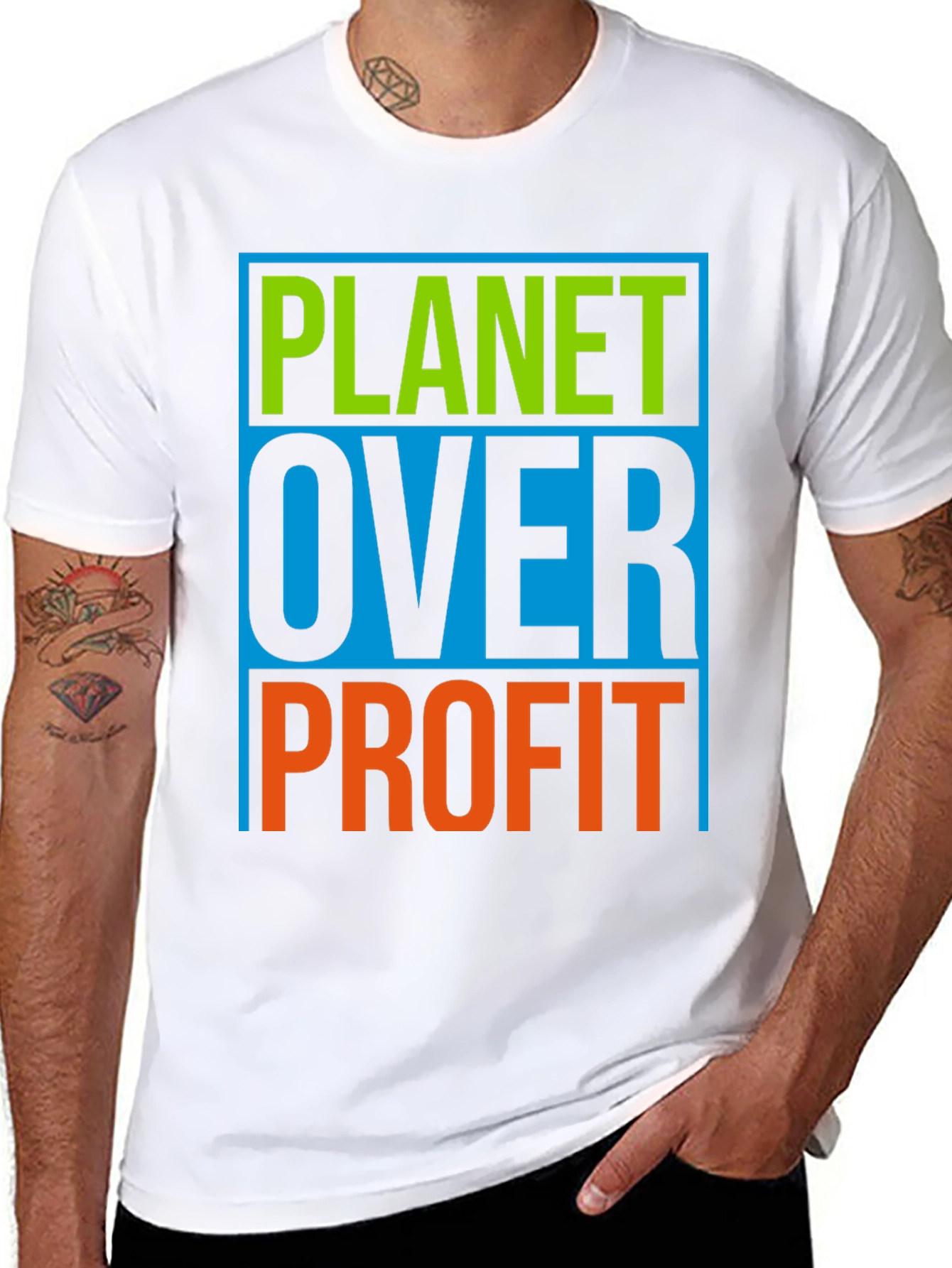 Black Planet Over Profit Graphic T-Shirt - Eco-Conscious Design view 8