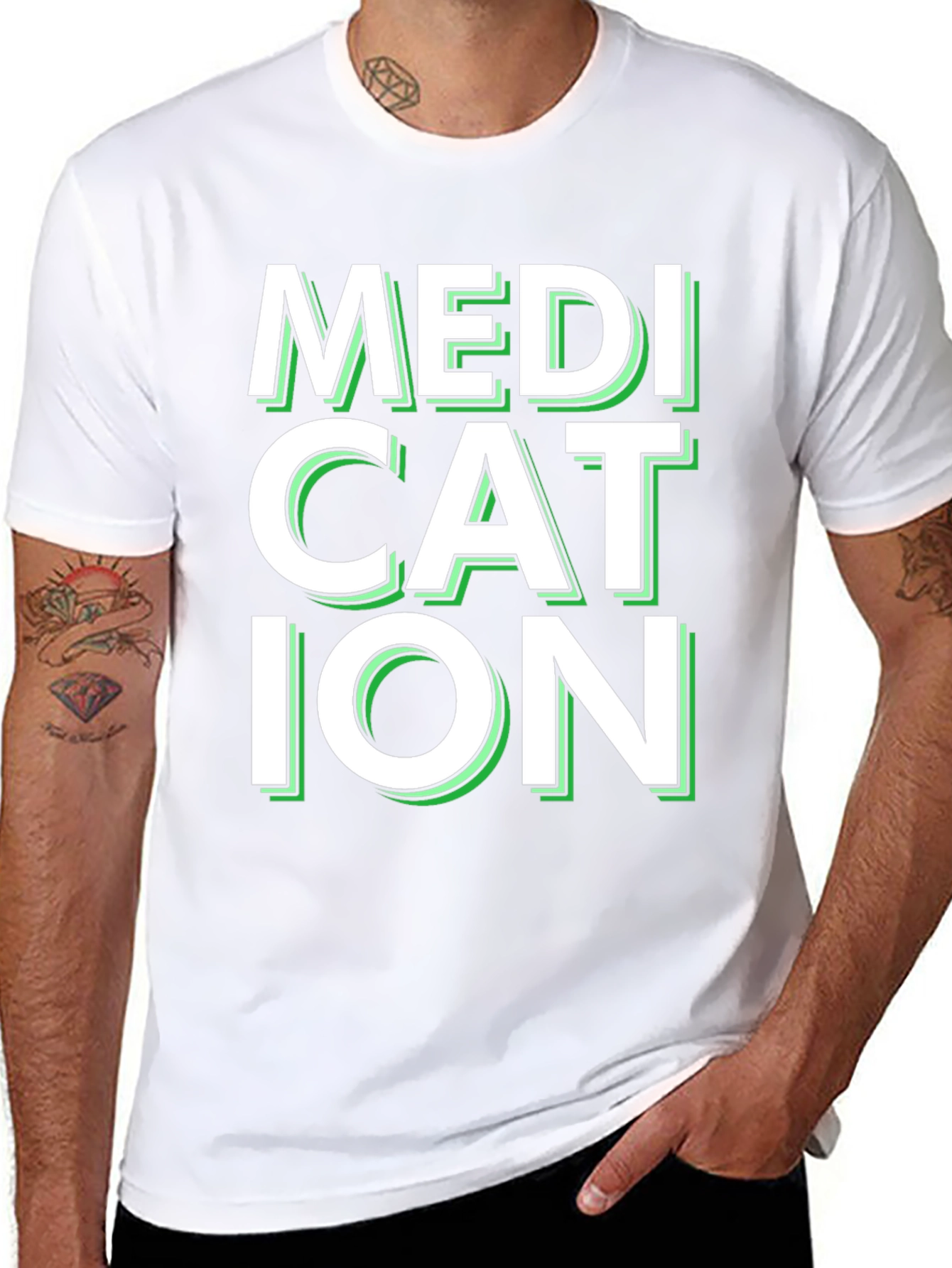 Black Medication Graphic Tee - Black Casual T-Shirt view 8