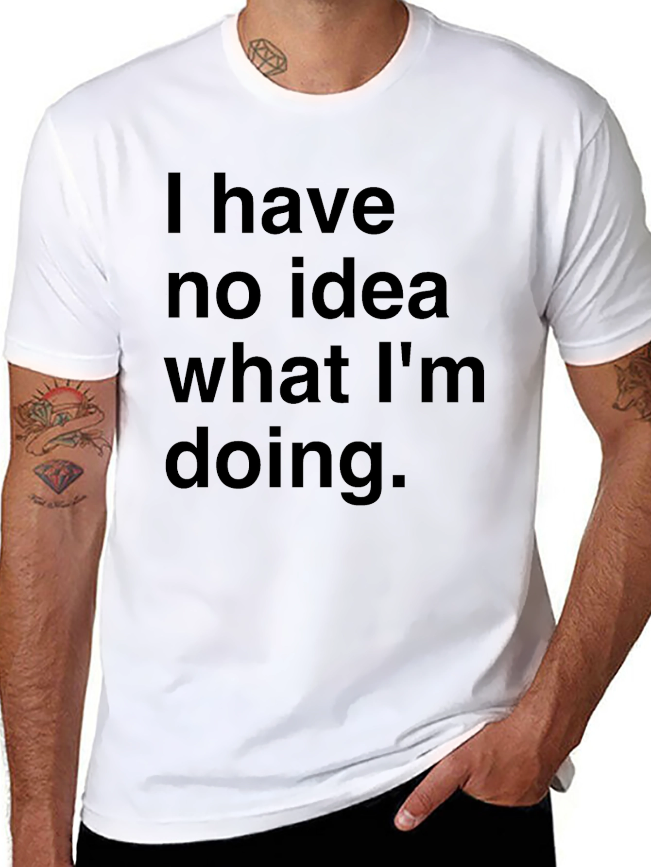 Black Funny 'I Have No Idea' Black T-Shirt view 8