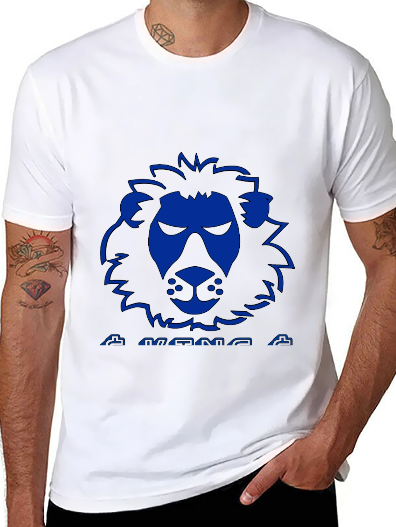 Black Blue Lion Graphic Black T-Shirt view 8