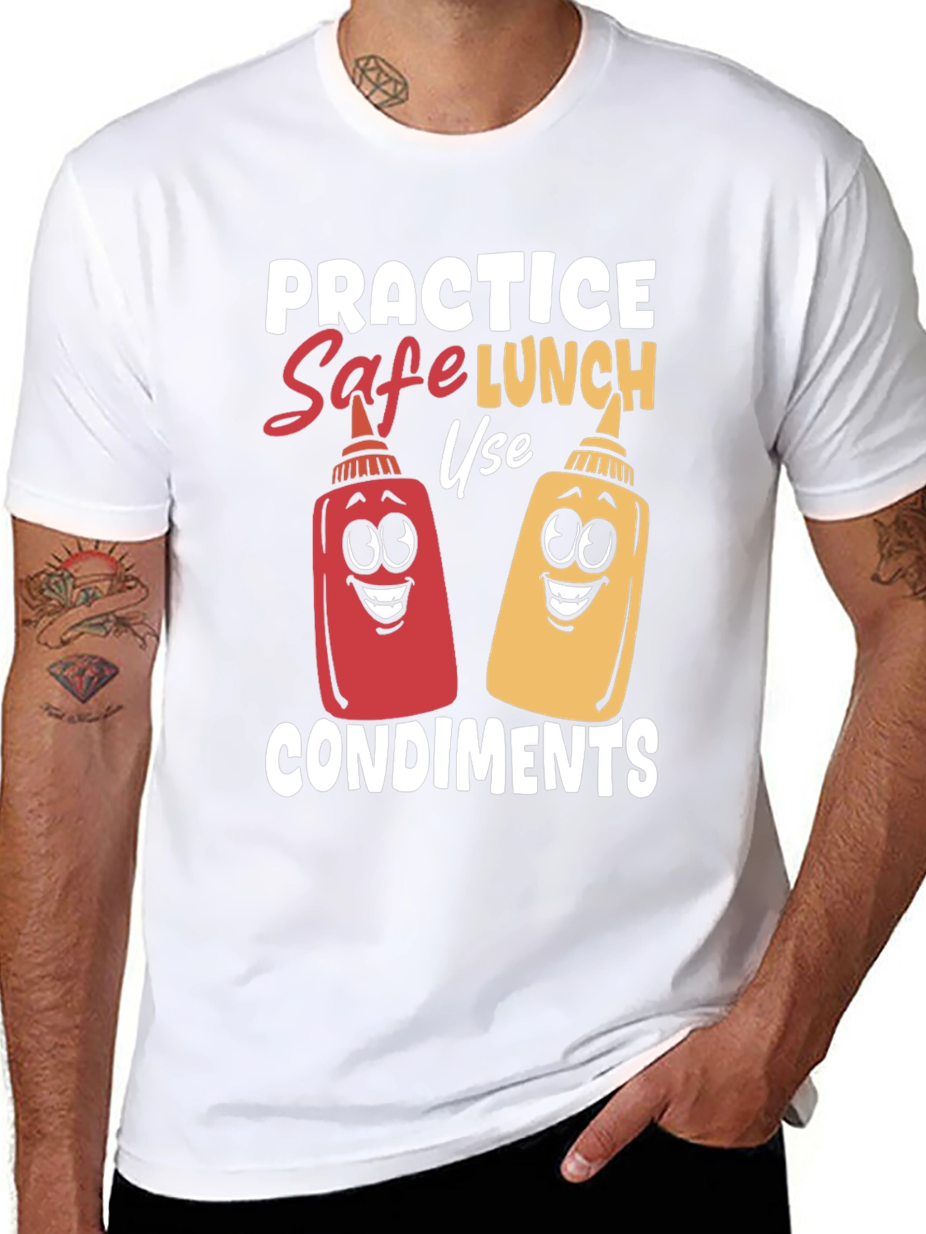Black Practice Safe Lunch Condiments T-Shirt view 8