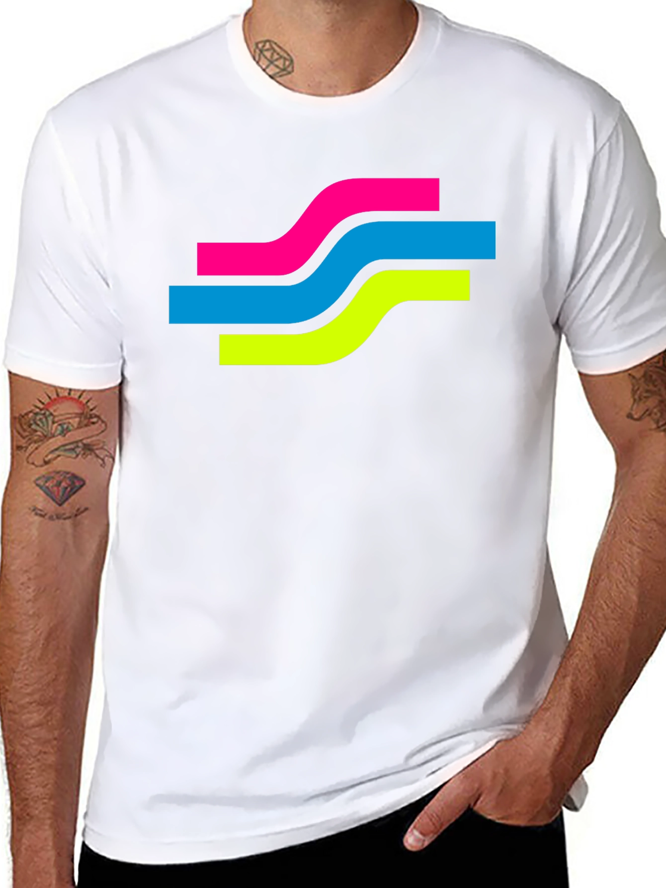 Black Retro Wave Graphic Tee - Black Cotton Blend T-Shirt view 8