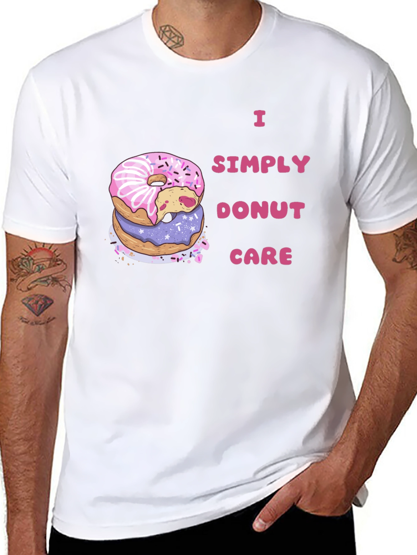 Black I Simply Donut Care Funny Graphic Tee view 8
