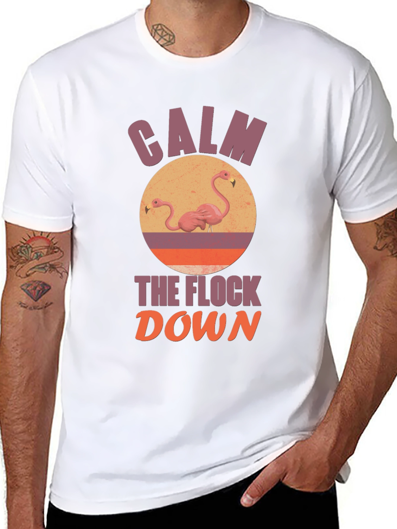 Black Calm the Flock Down Graphic T-Shirt view 8