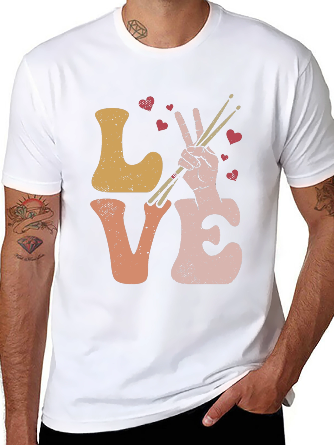 Black Love Drummer Graphic T-Shirt view 8