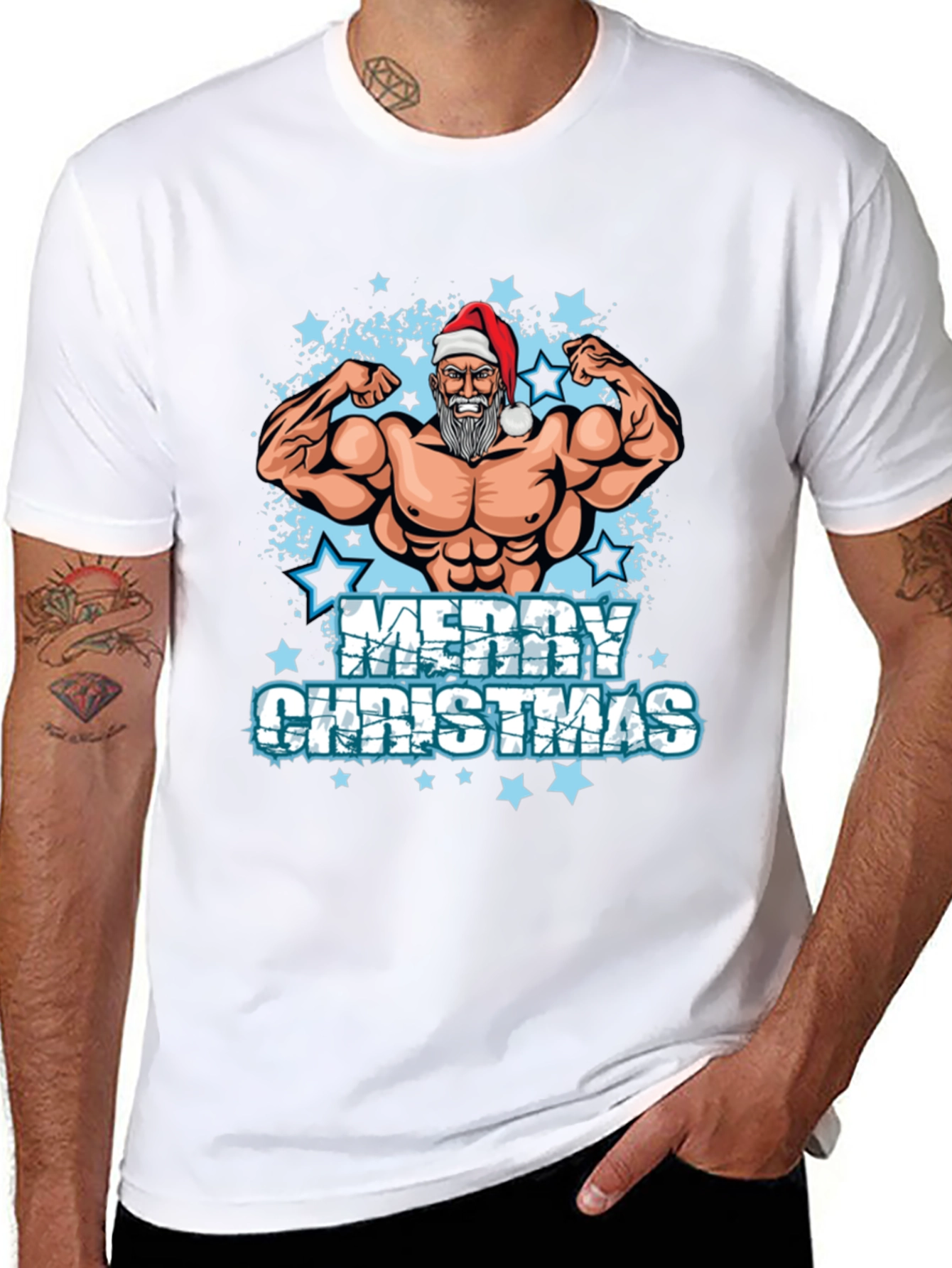 Muscle Santa Merry Christmas T-Shirt - 8