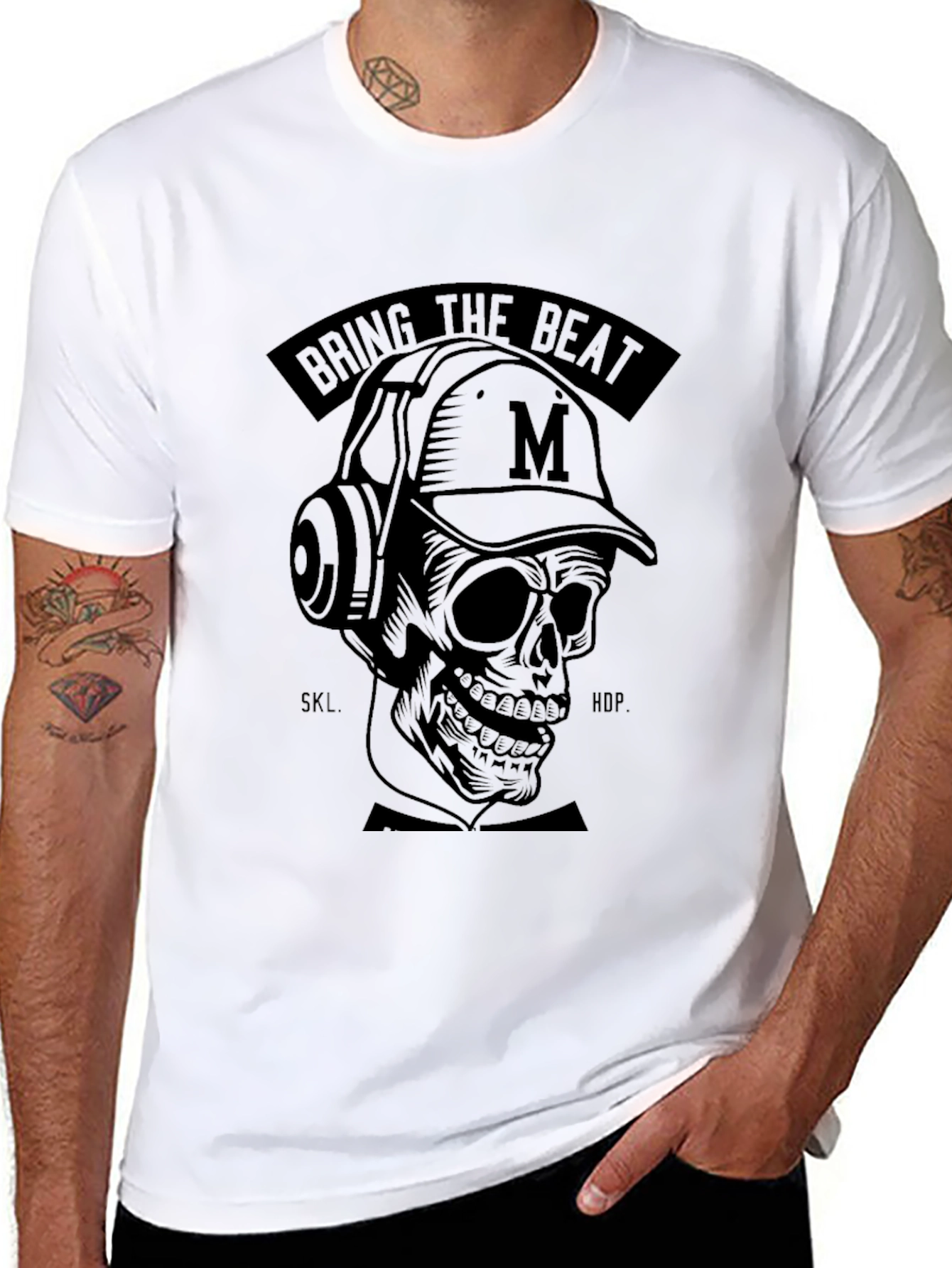 Black Bring the Beat Skull T-Shirt view 8