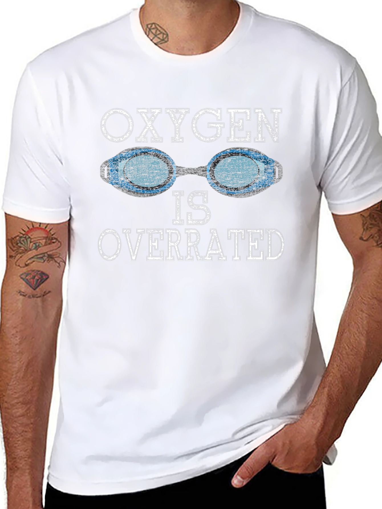 Black Oxygen Is Overrated Swimmer T-Shirt view 8