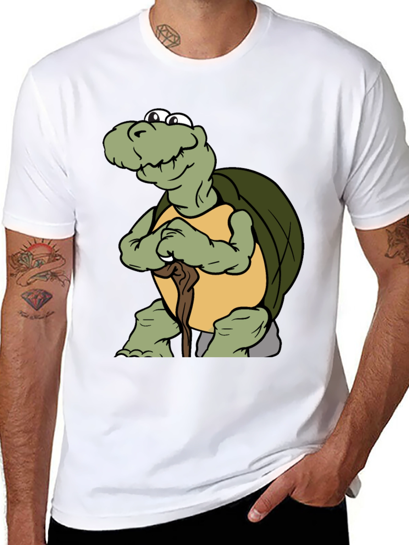 Black Funny Turtle Cartoon Black T-Shirt view 8