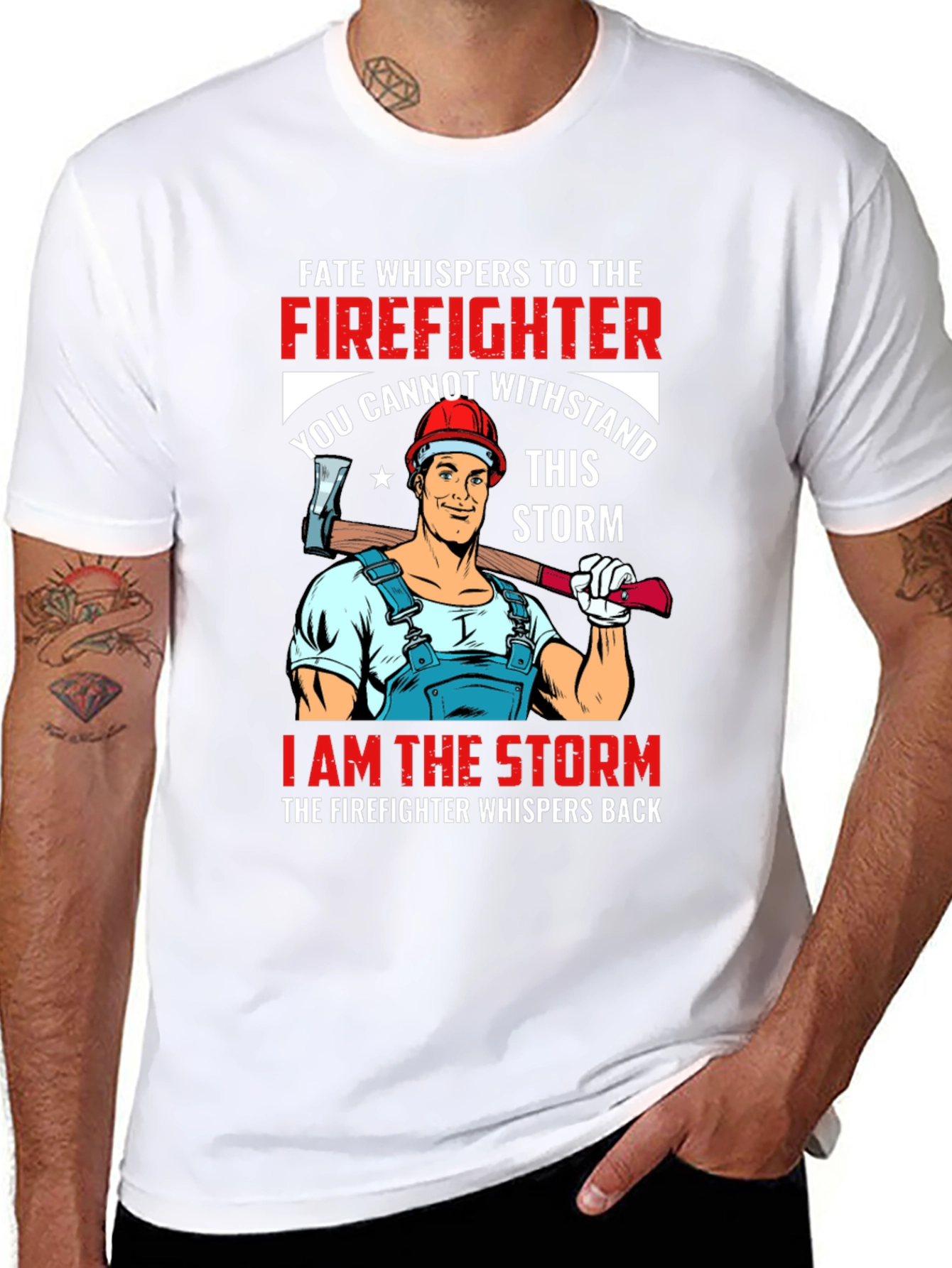 Black Firefighter Storm Graphic T-Shirt view 8