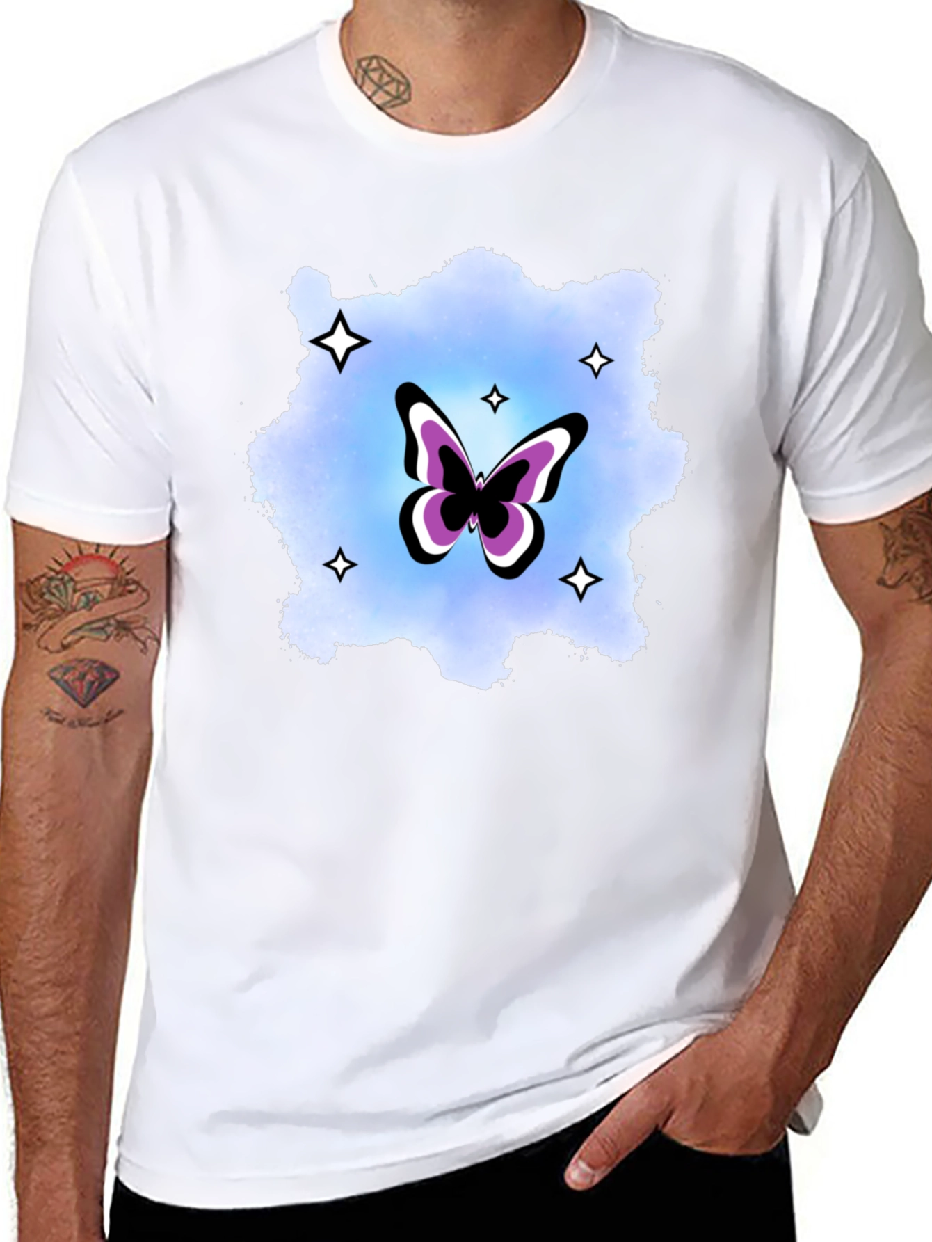 Black Butterfly Starburst Graphic T-Shirt view 8