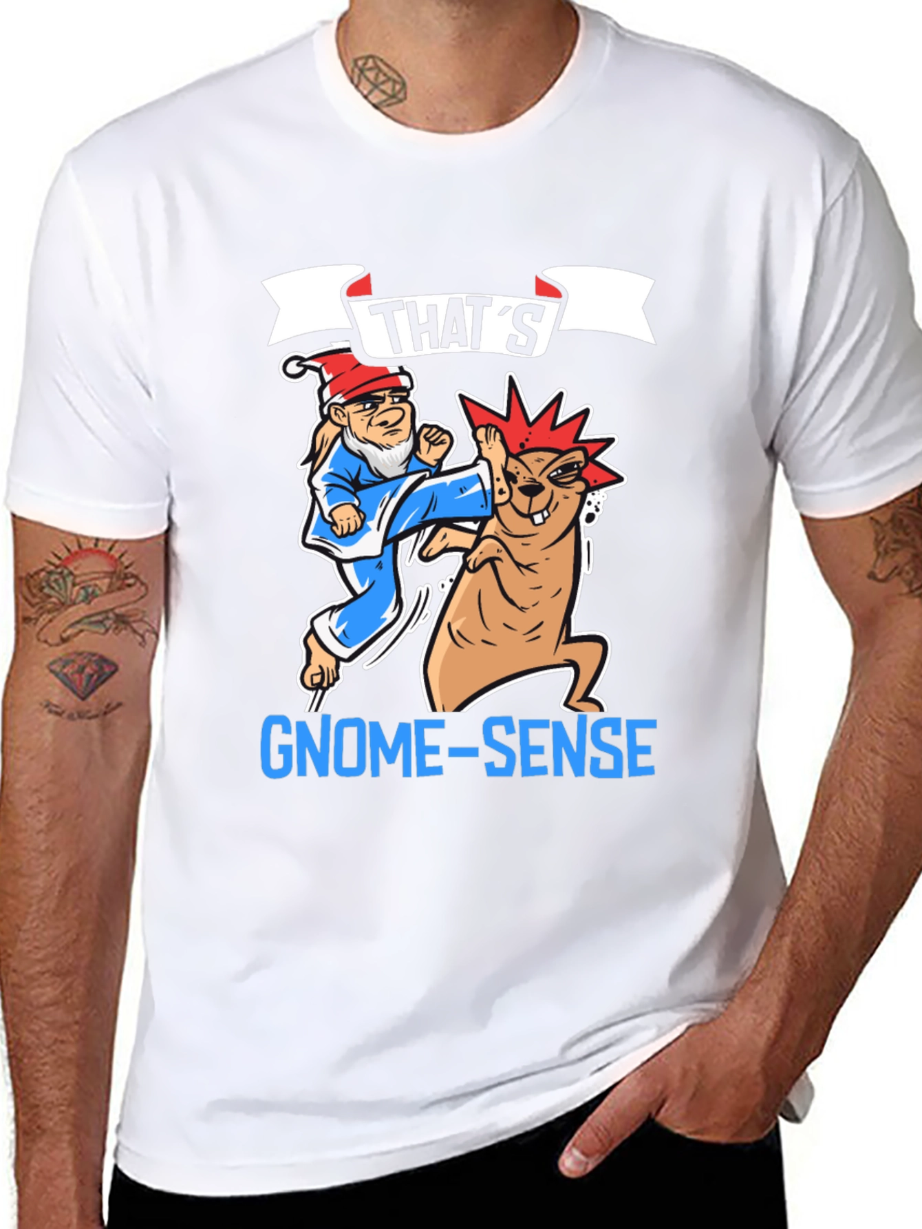 Black Funny Gnome-Sense T-Shirt view 8